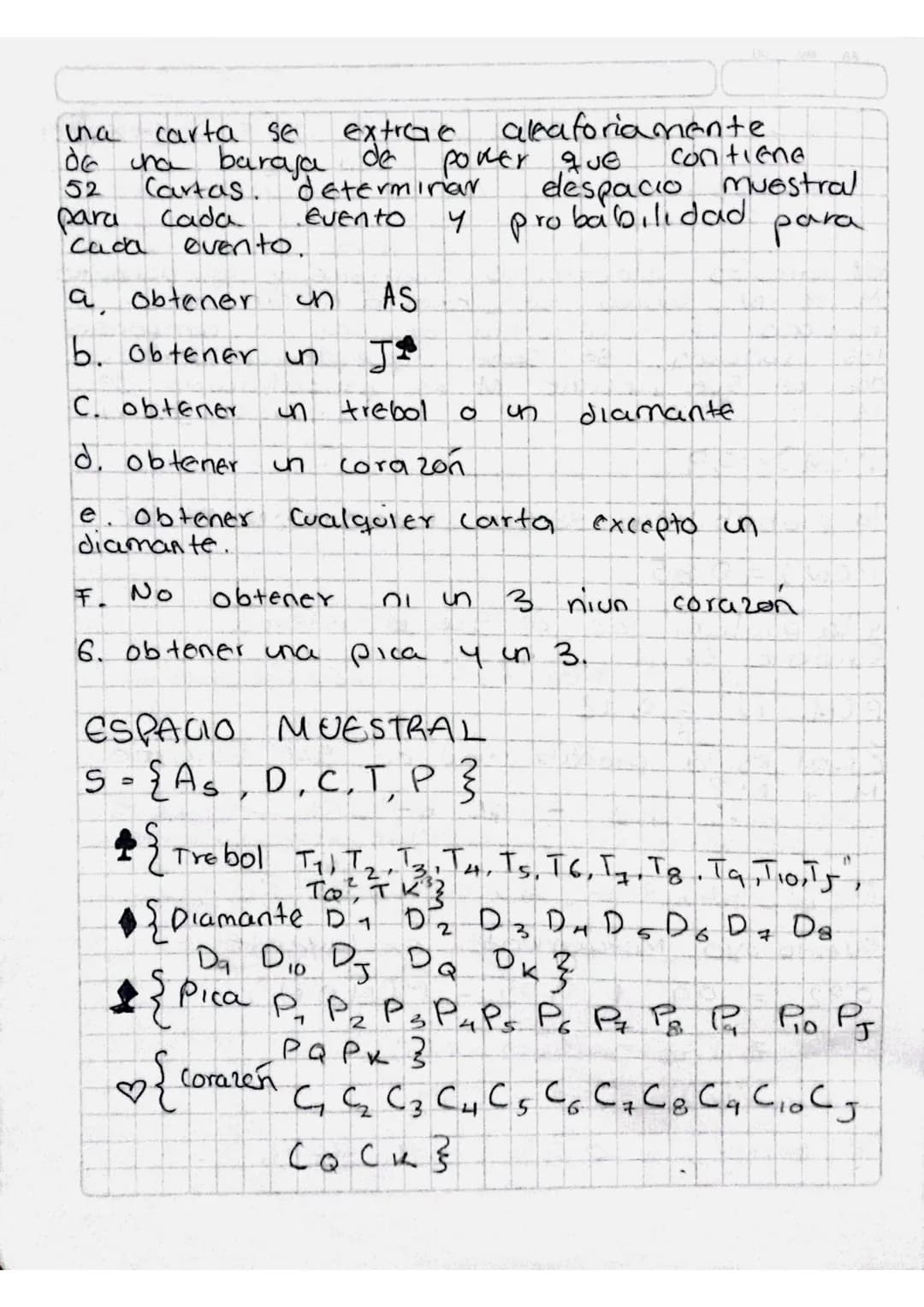 Cakulb de probabilidades.
En on experimento aleatorio la probabilidad
de que on Evento E ocurra ES.
$P(E) = \frac{#E}{\#s}$
donde #E es l