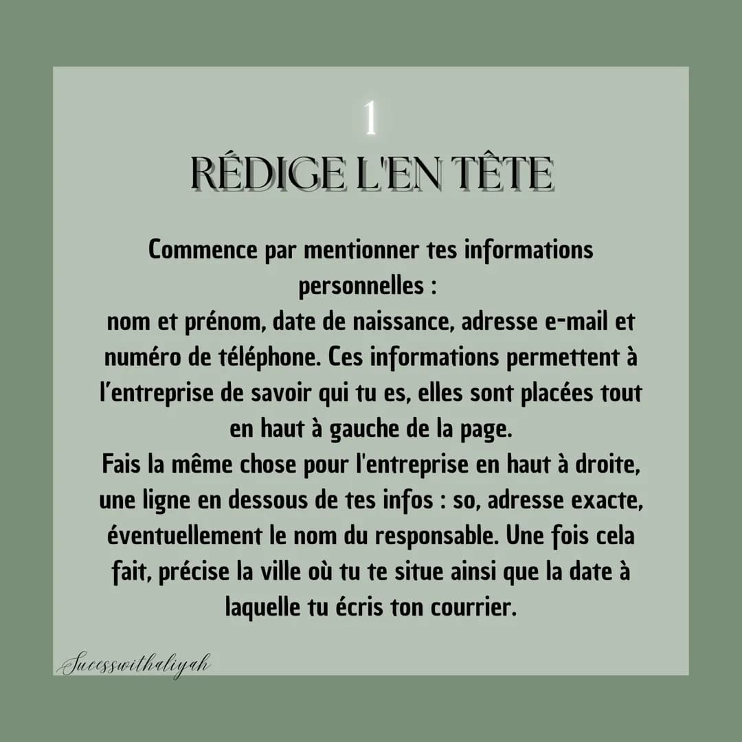 Comment faire une
LETTRE DE
MOTIVATION
3ème
Successwithaliyah Une lettre de motivation
c'est quoi ?
Une lettre de motivation est
un courri