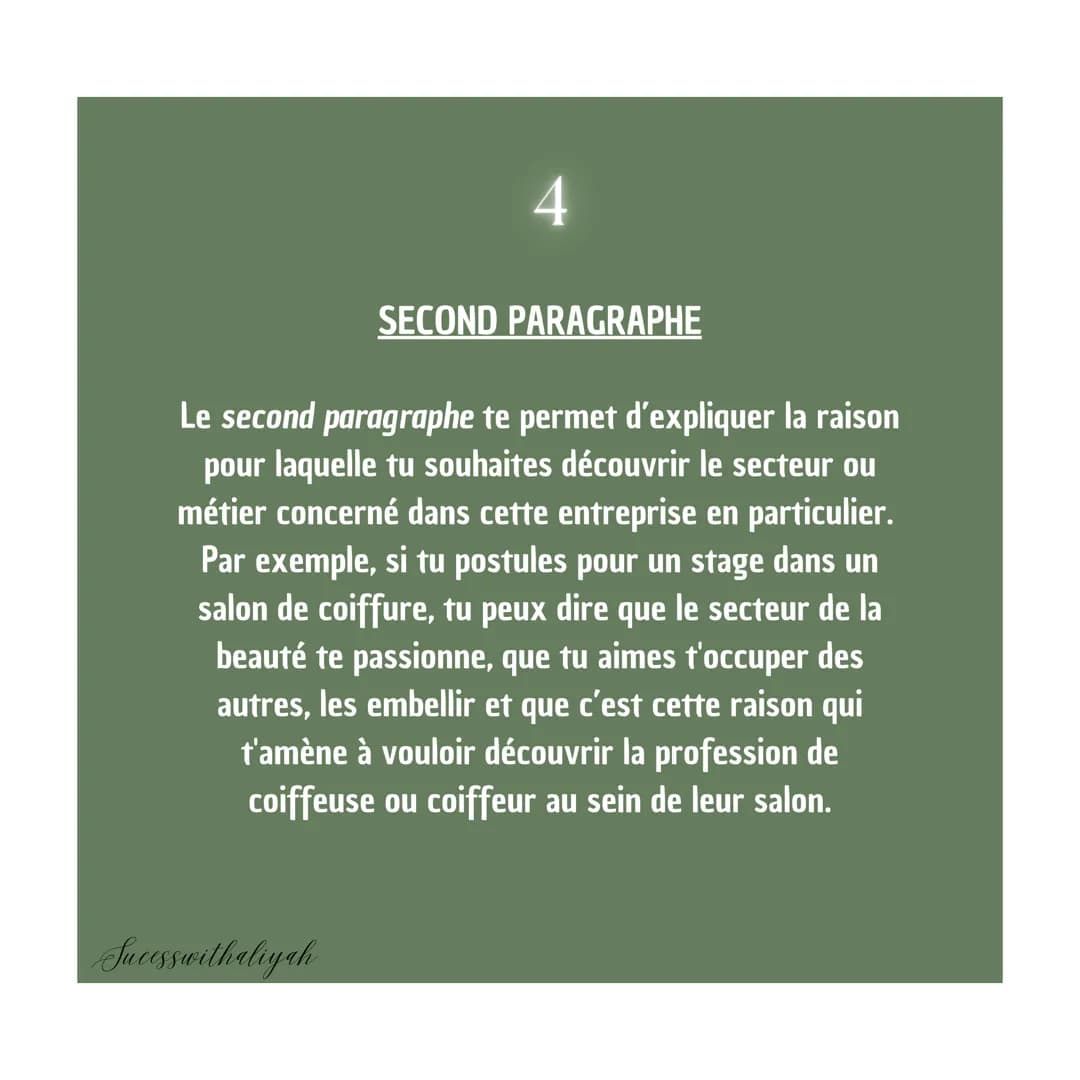 Comment faire une
LETTRE DE
MOTIVATION
3ème
Successwithaliyah Une lettre de motivation
c'est quoi ?
Une lettre de motivation est
un courri