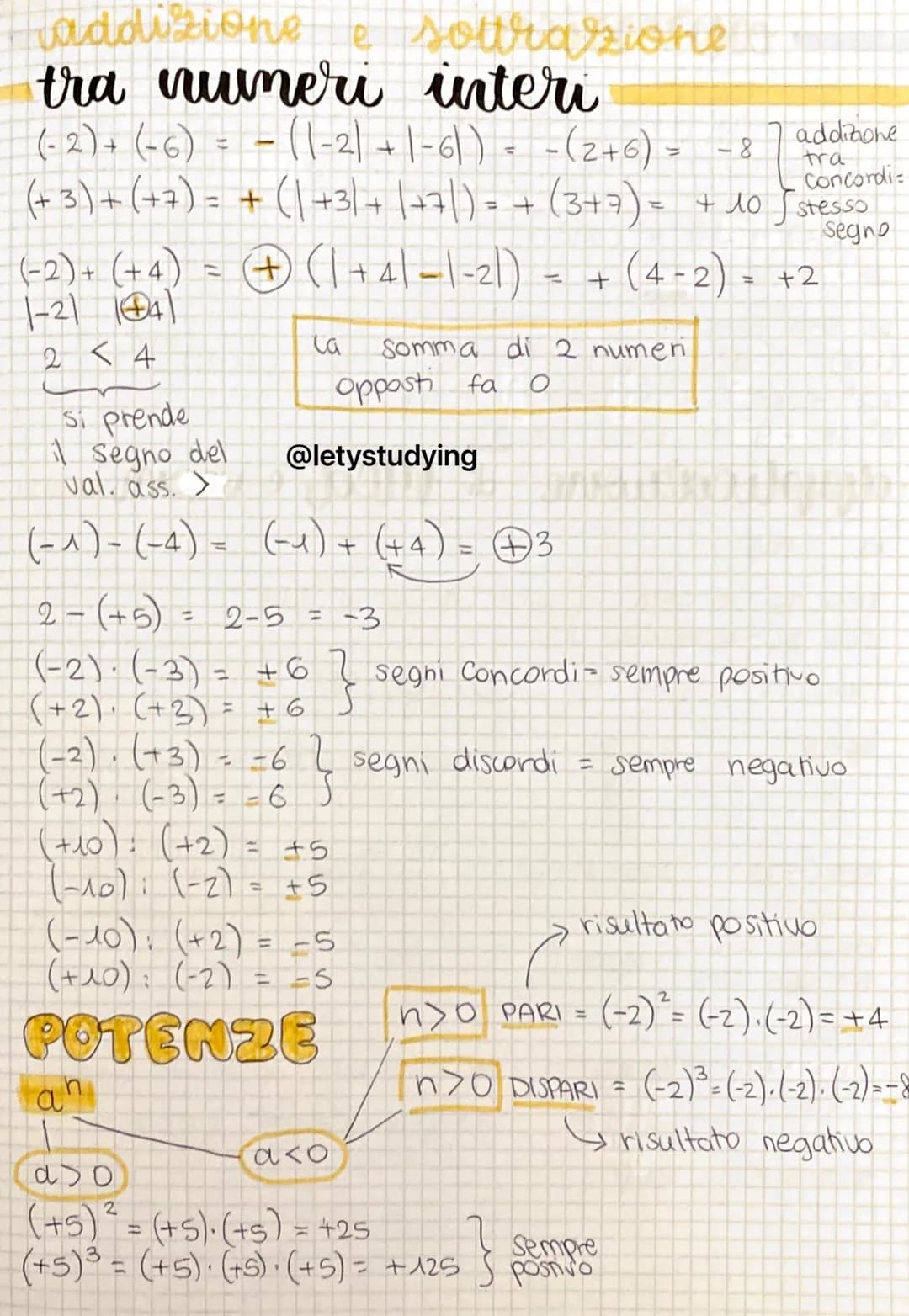 # insieme z
N=naturali
7 = interi
|+5| Valore
assollito
(modulo)
1-51=5
|+7|=7
proprietá dei numeri
unteri
Regola dei segni @letystud