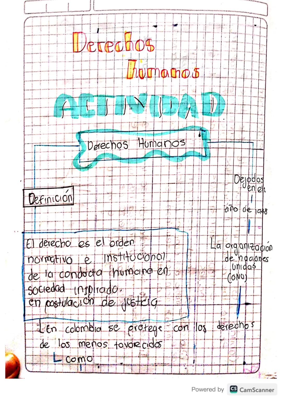 Derechos
humanos
ACTINIDAD
Definición
-Derechos Humanos
El derecho es el orden
Institucional
normativo e insti
de la conducta humane en