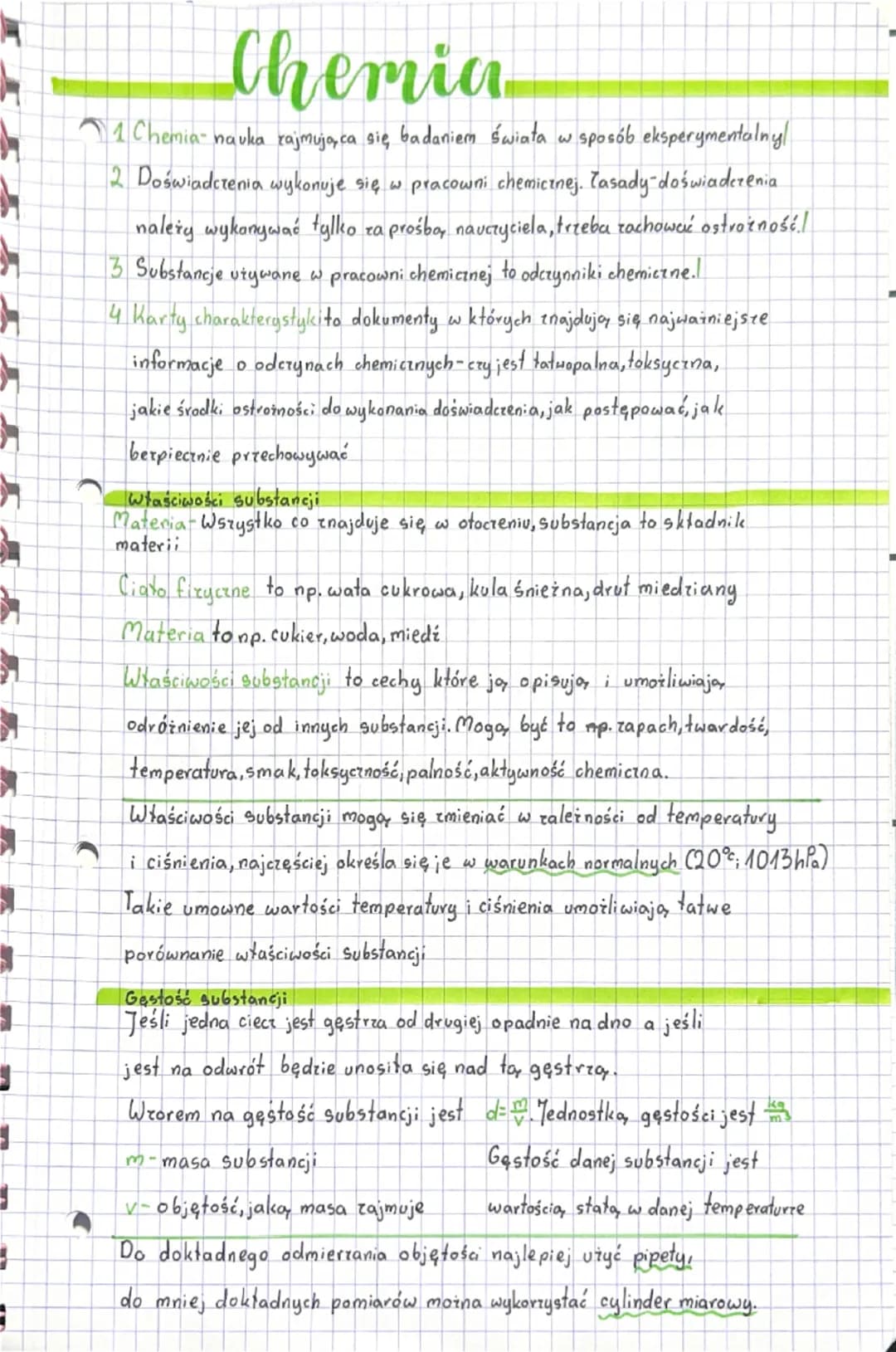# Chemia
1 Chemia nauka zajmująca się, badaniem świata w sposób eksperymentalny
2. Doświadczenia wykonuje się w pracowni chemicznej. Tasad