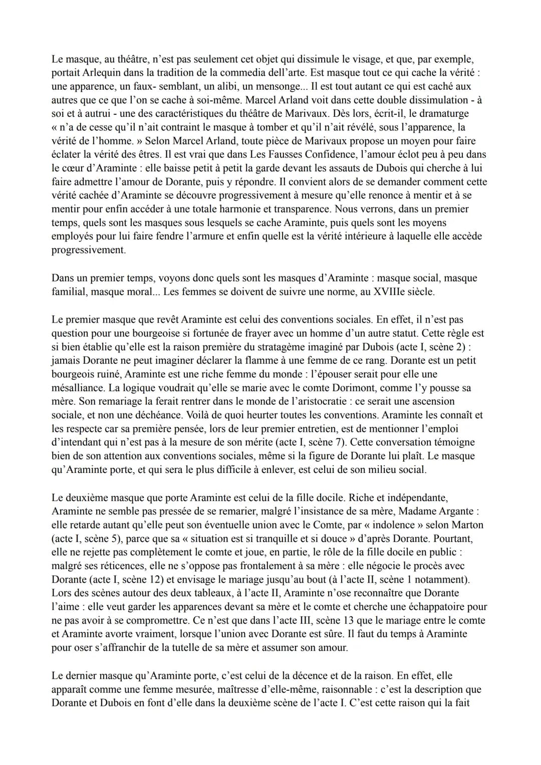 Le masque, au théâtre, n'est pas seulement cet objet qui dissimule le visage, et que, par exemple,
portait Arlequin dans la tradition de la
