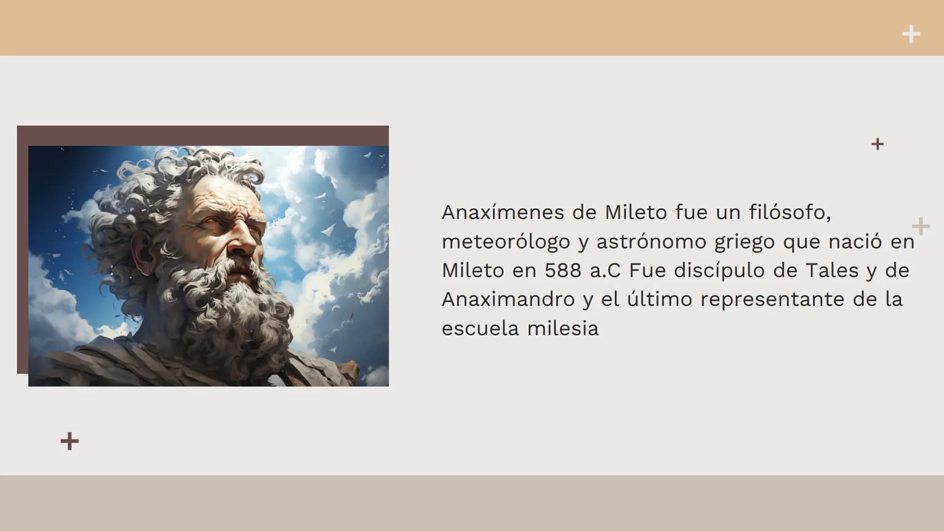 # Anaxímenes
Integrantes: +
+
+
# Anaxímenes.
Tabla de contenidos.
01
¿Quién fue
Anaxímenes?
02
¿Cuál es el
pensamiento de
anaxímenes? #