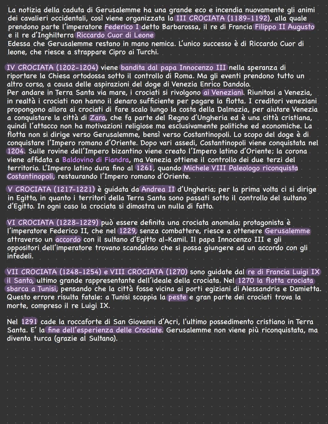 # CROCIATE
Dal VI secolo gli arabi si espandono sempre più e conquistano il Medio Oriente e l'Africa
settentrionale. Il controllo del Medio