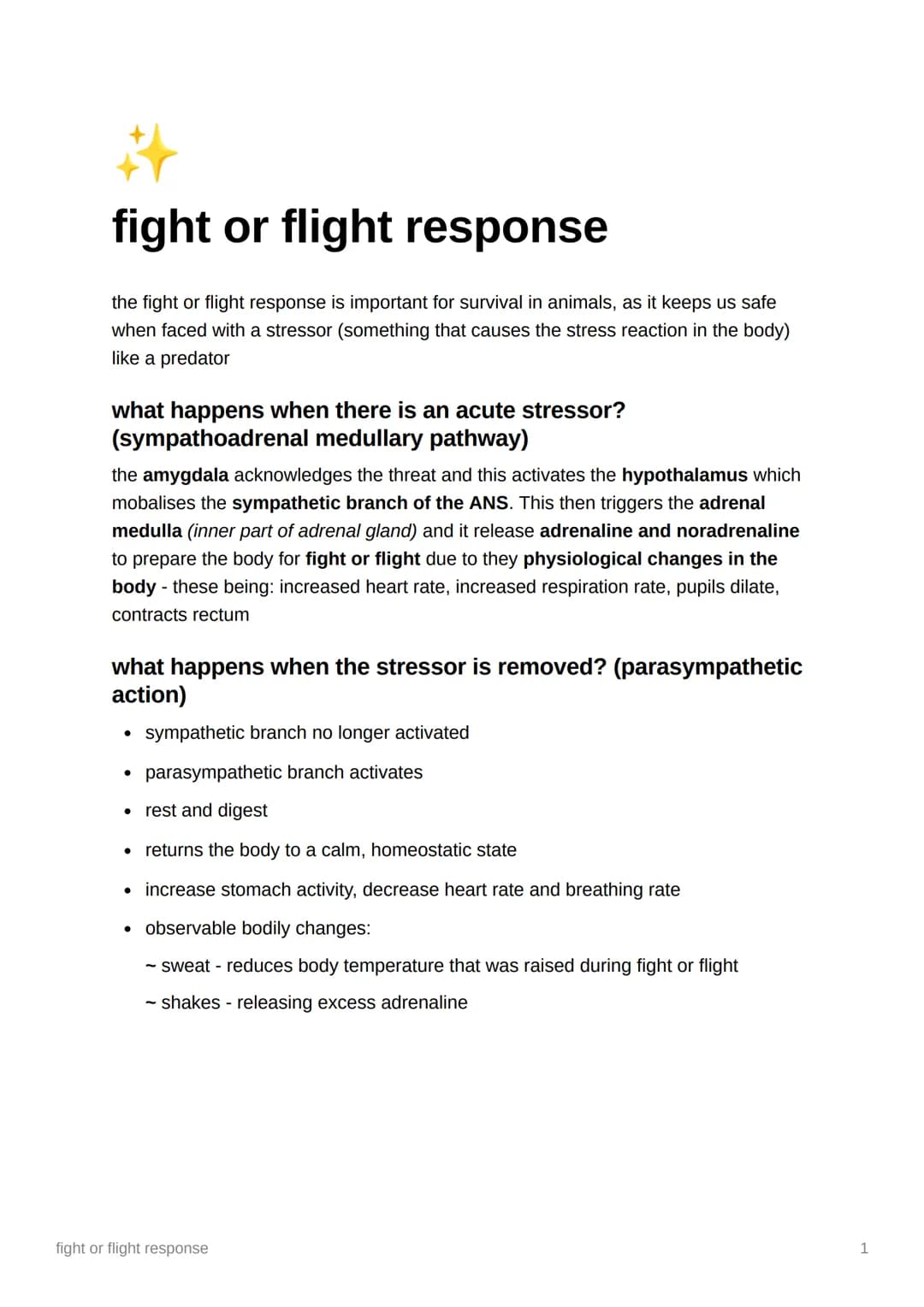 # fight or flight response
the fight or flight response is important for survival in animals, as it keeps us safe
when faced with a stresso