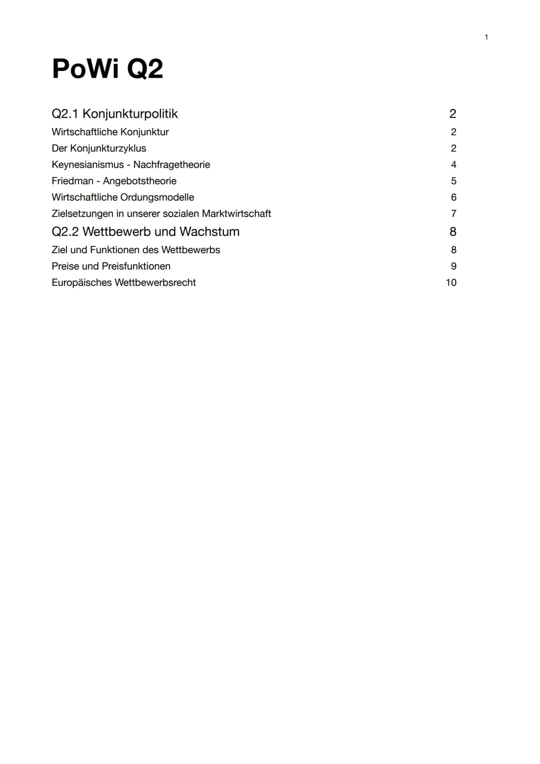 PoWi Q2
Q2.1 Konjunkturpolitik
Wirtschaftliche Konjunktur
Der Konjunkturzyklus
Keynesianismus - Nachfragetheorie
Friedman - Angebotstheorie