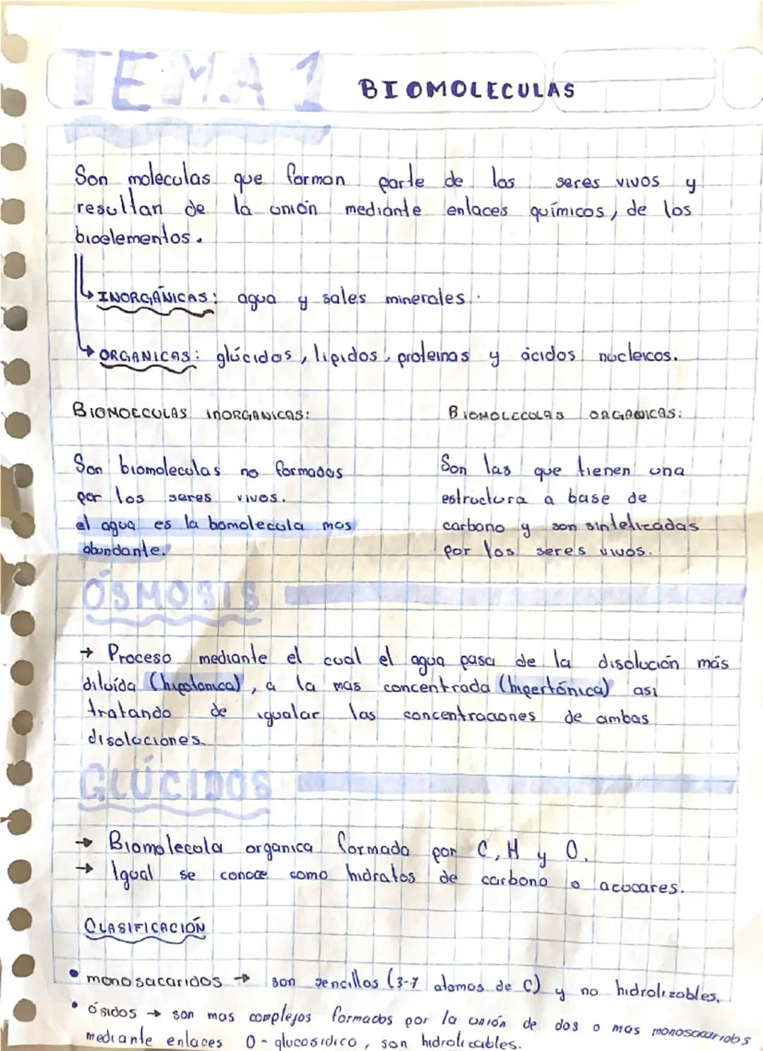 TEMA 1
BIOMOLECULAS
Son moleculas que forman parte de las seres viVOS y
resultan de la unión mediante enlaces químicos, de los
bioelementos