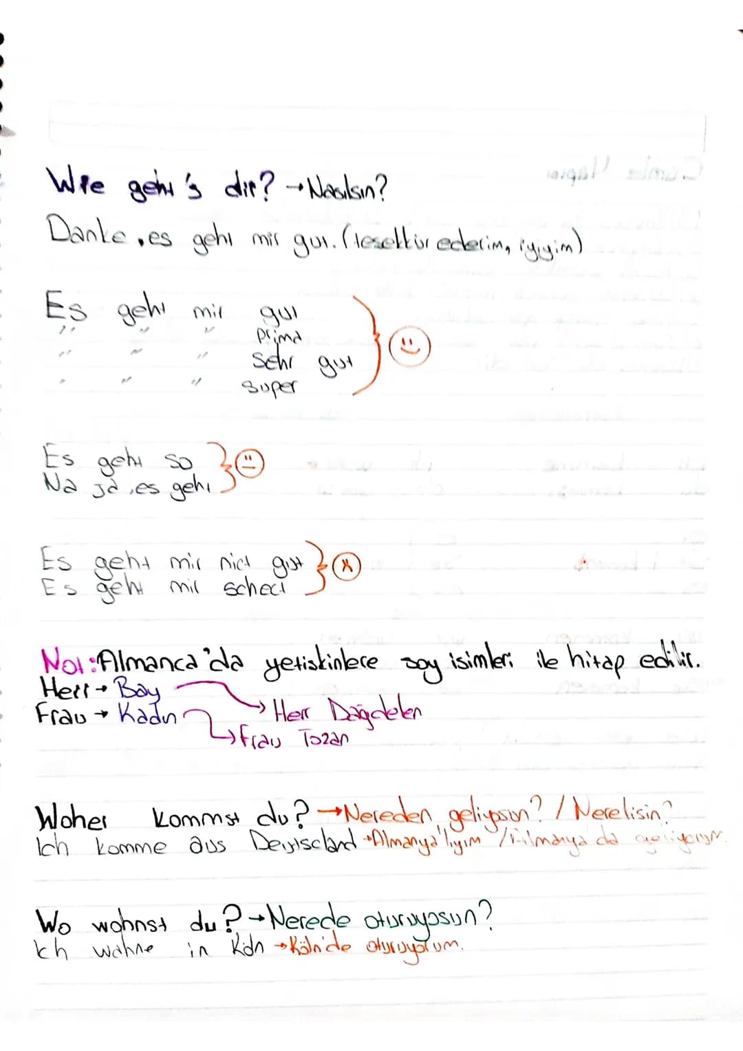 Begris Bung Selamlasma
Hallo Merhaba
Guten magen Günaydın
Guten tig İyi gunler/ögener
Guten abend İyi akşamlar
Gute nacht İyi geceler