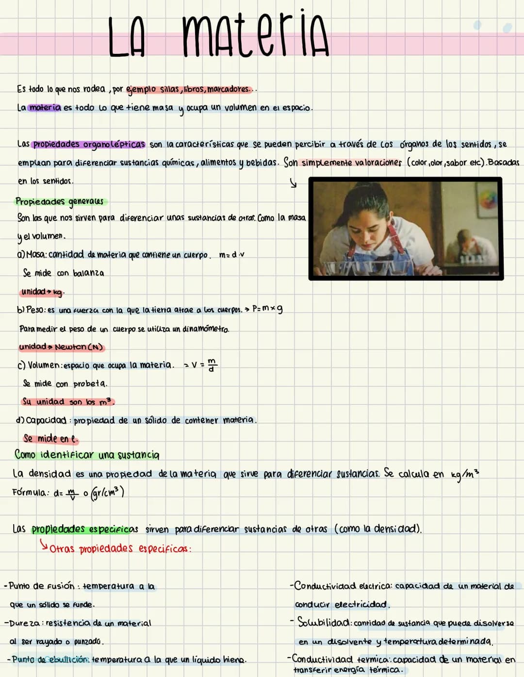 # La materia
Es todo lo que nos rodea, por ejemplo sillas, libros, marcadores...
La materia es todo lo que tiene masa y ocupa un volumen e