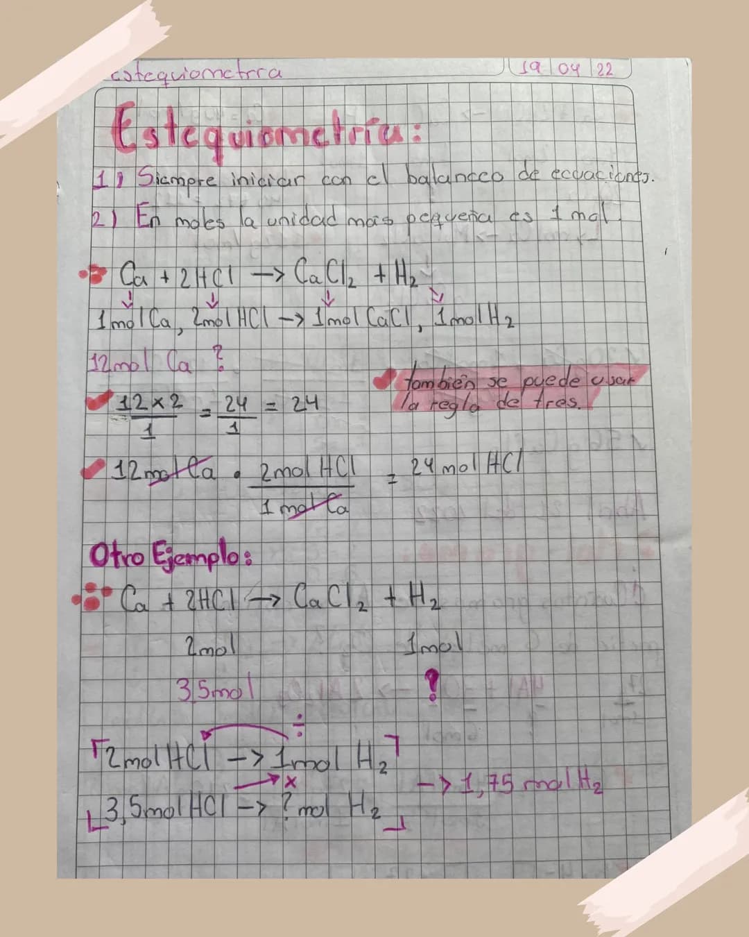 # Estequiometría
Apuntes para Bachillerato cotequiometrra
19 04 22
# Estequiometría:
1) Siampre iniciar con el balancco de ecuaciones.
2)