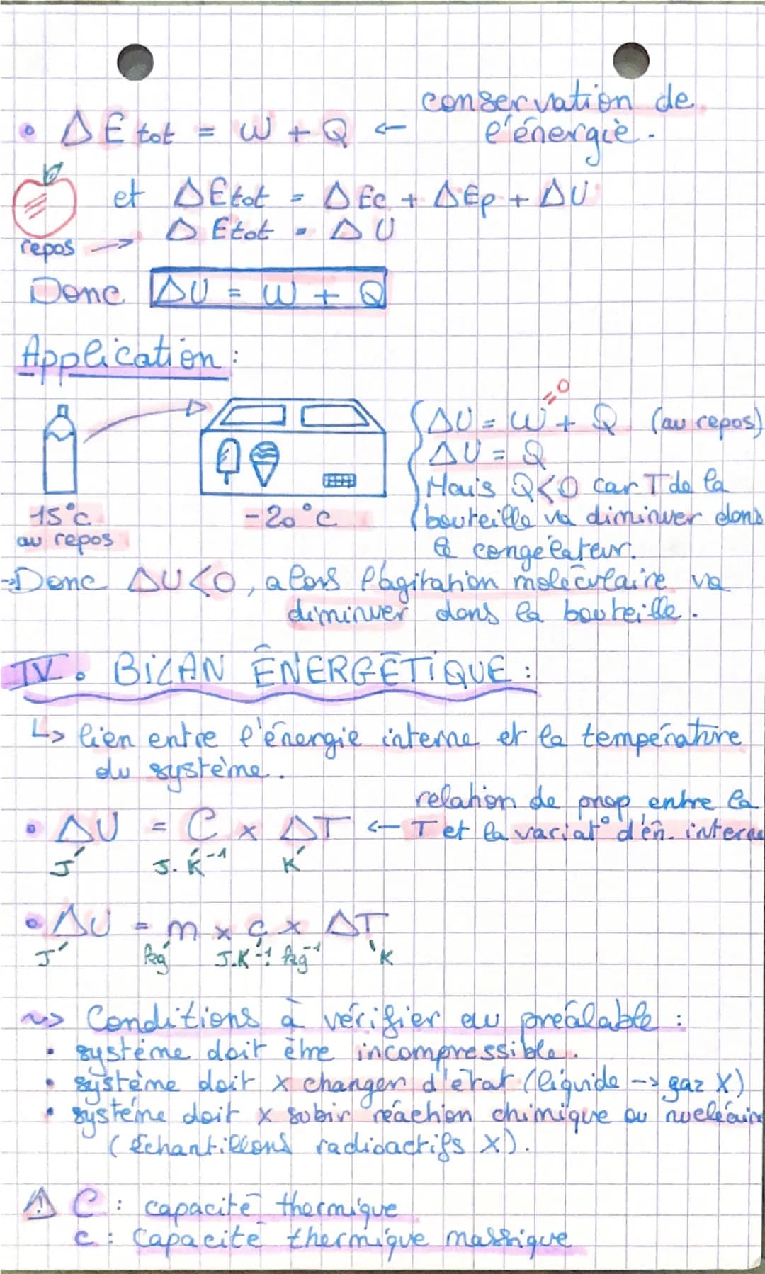 de yer principe de la
thermodynamique
+ bilan énergétique.
I. MODÈLE DU GAZ PARFAIT:
413
> Entites contenues dans un récipient n'étant pas