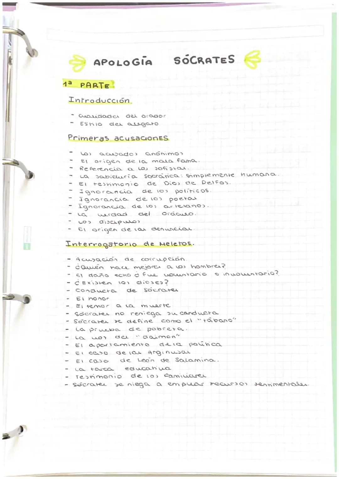 APOLOGIA SOCRATES
1ª PARTE
Introducción
- cualidades del orador
- Estilo del alegato
Primeras acusacioneS
- 10) awado anonimos
- El ori