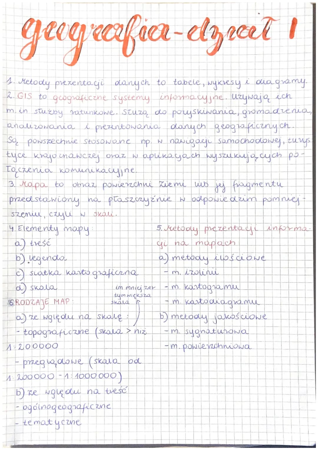 # geografia-dział I
1. Metody prezentacji danych to tabele, wykresy i diagramy.
2. GIS to geograficzne systemy informacyjne. Używają ich
