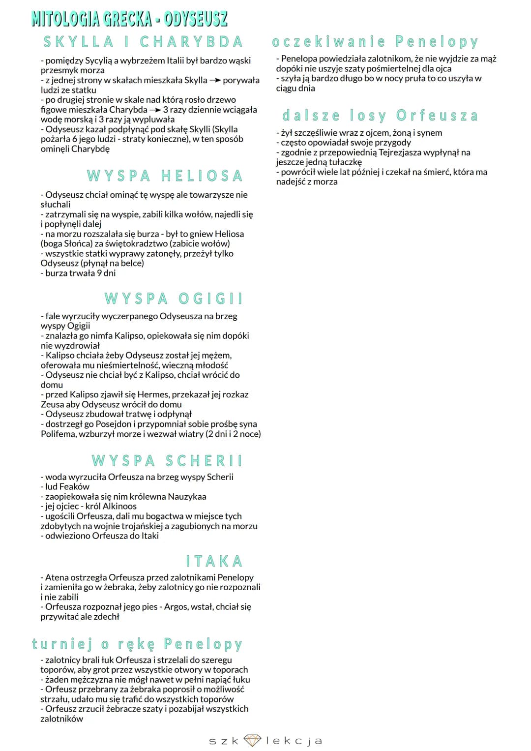 # MITOLOGIA GRECKA
# ODYSEUSZ
- tułaczka Odyseusza po zakończeniu wojny trojańskiej
- przed wyprawą na wojnę trojańską żona Odyseusza
Pene