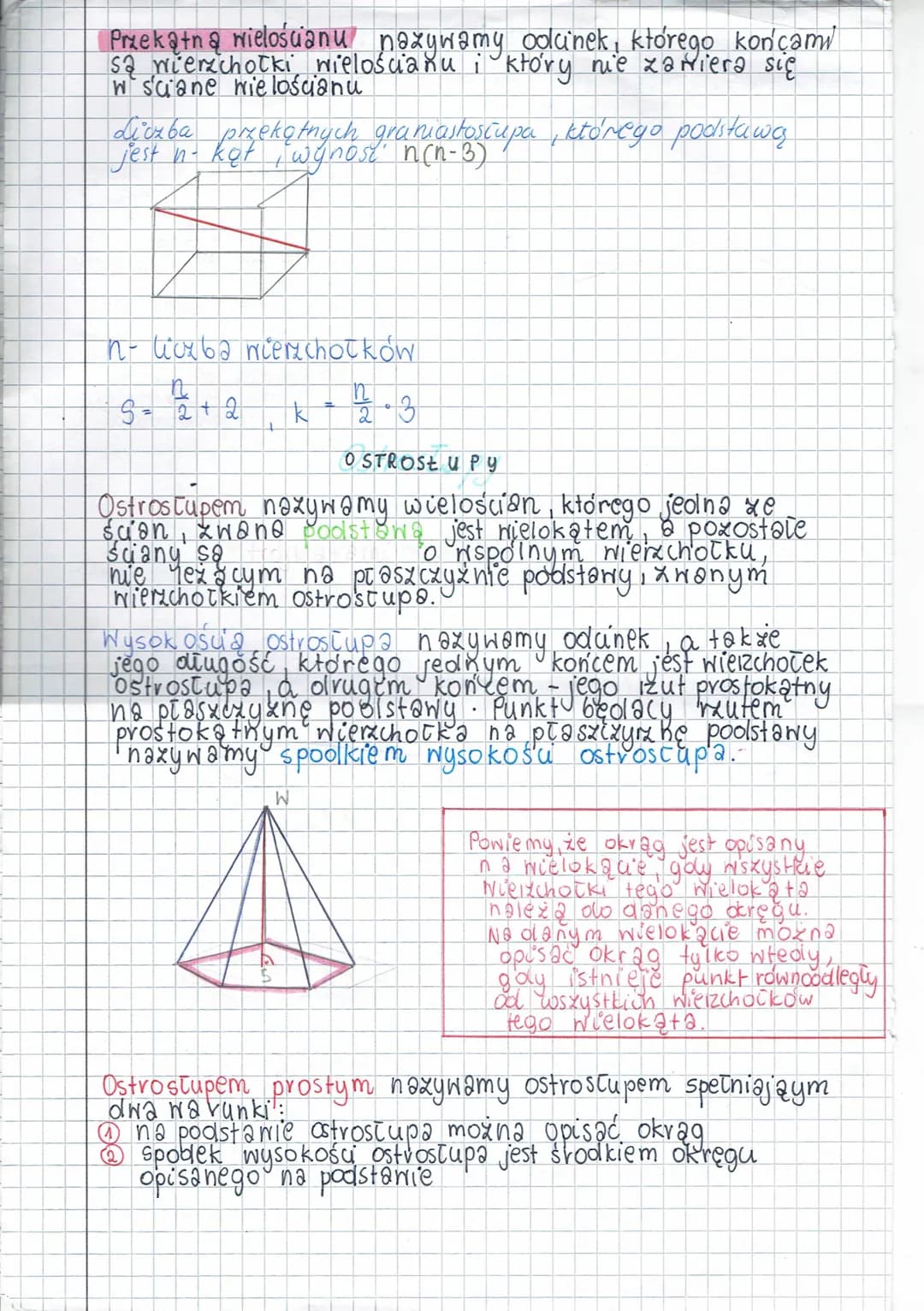 # Geometria prestrenna
THIERDZENIE O TRZECH PROSTYCH PROSTOPADŁYCH
P
T
m
k
GRANIASTOSŁUPY
Prosta k przebija płaszczyznę
w punkcie P