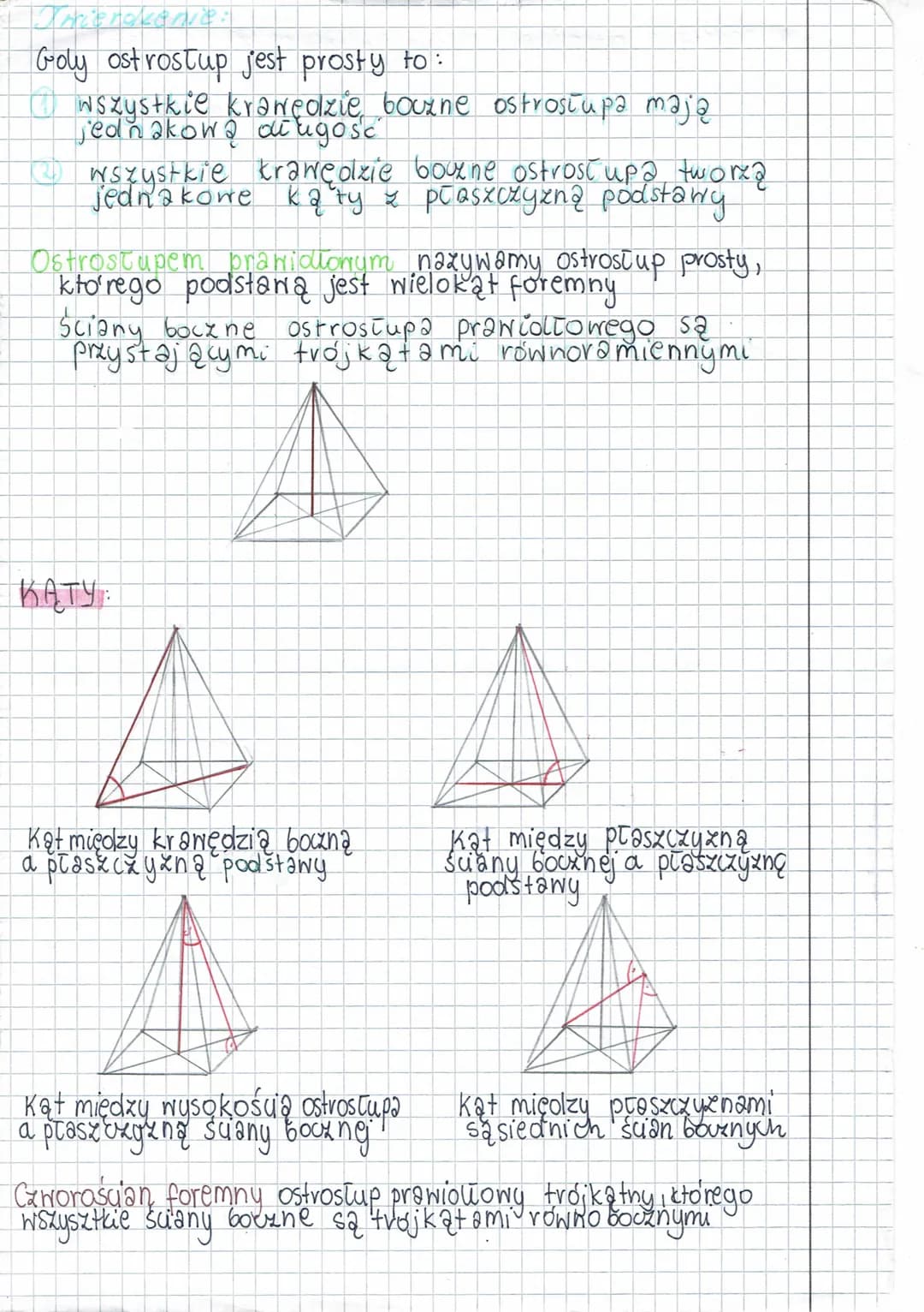 # Geometria prestrenna
THIERDZENIE O TRZECH PROSTYCH PROSTOPADŁYCH
P
T
m
k
GRANIASTOSŁUPY
Prosta k przebija płaszczyznę
w punkcie P