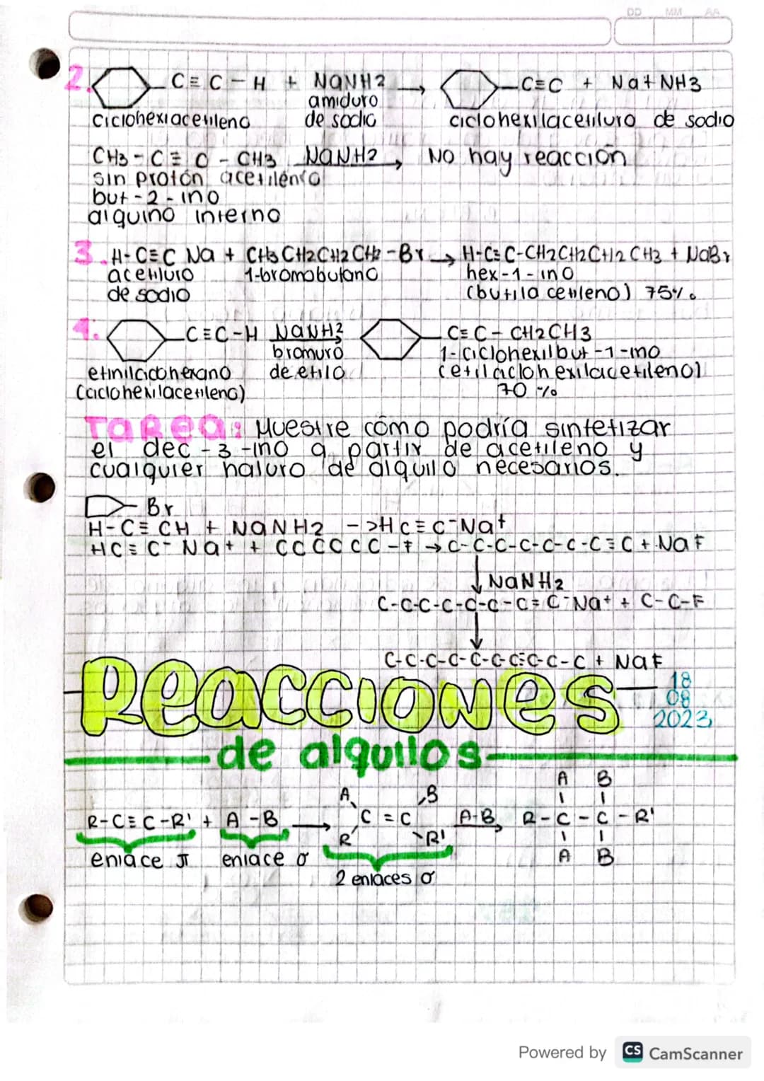 4-08-2023
# NOMENCLATURA
## Alquinos
### Generalidades:
* Son hidro carburos por la presencia de enlaces ρι
* Ios enlaces pi son enl