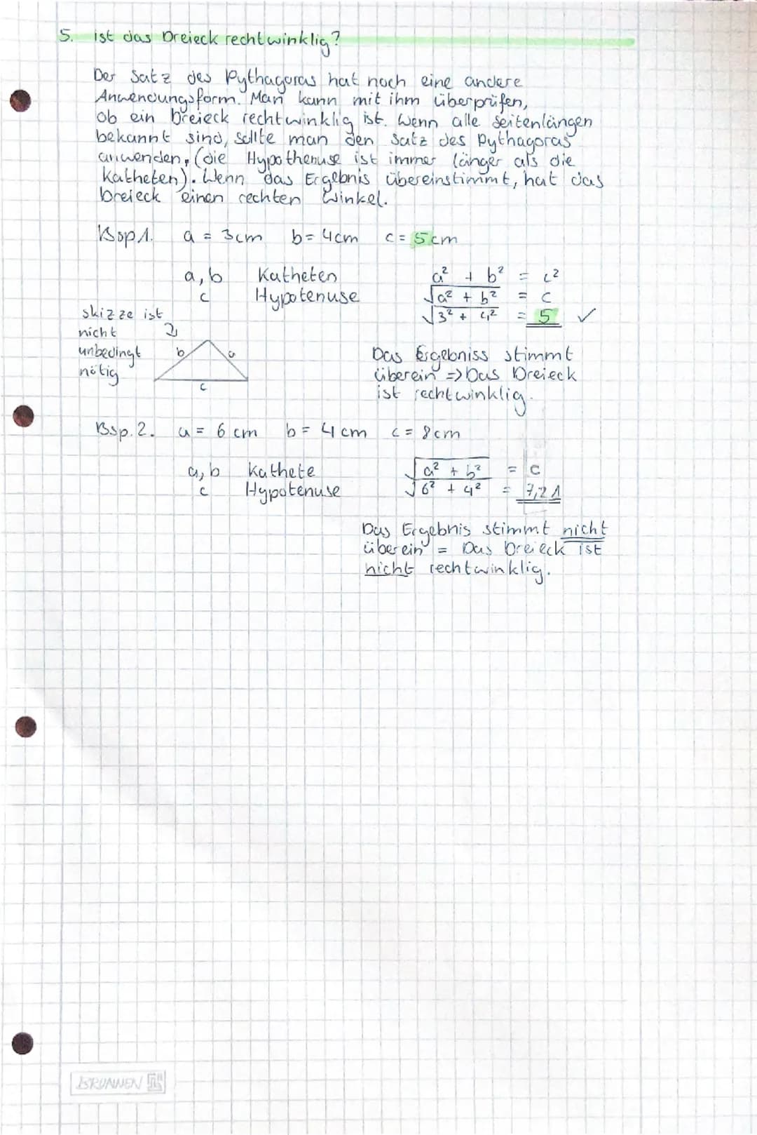 satz des Pythagoras
1. Dreieck richtig beschriften
kathete
Kathete
b
A
α
C
B
BG
+ B + y = 180°
(Winkel summe)
Immer unten.
links anfangen.