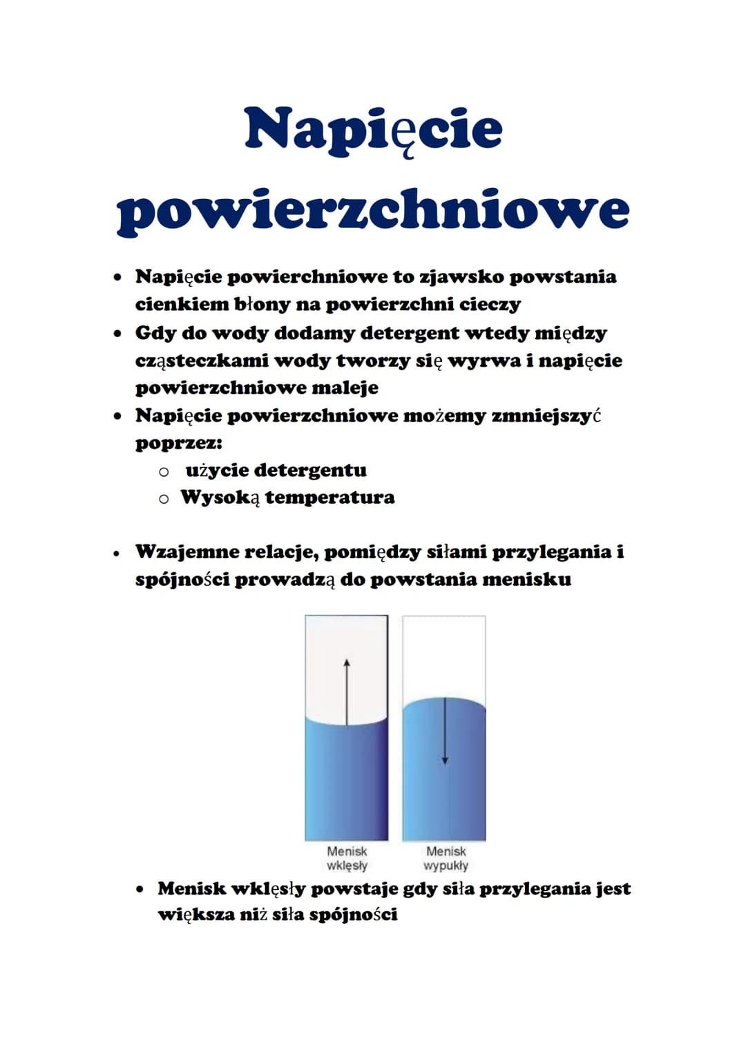 # Napięcie
powierzchniowe
• Napięcie powierchniowe to zjawsko powstania
cienkiem błony na powierzchni cieczy
• Gdy do wody dodamy detergent