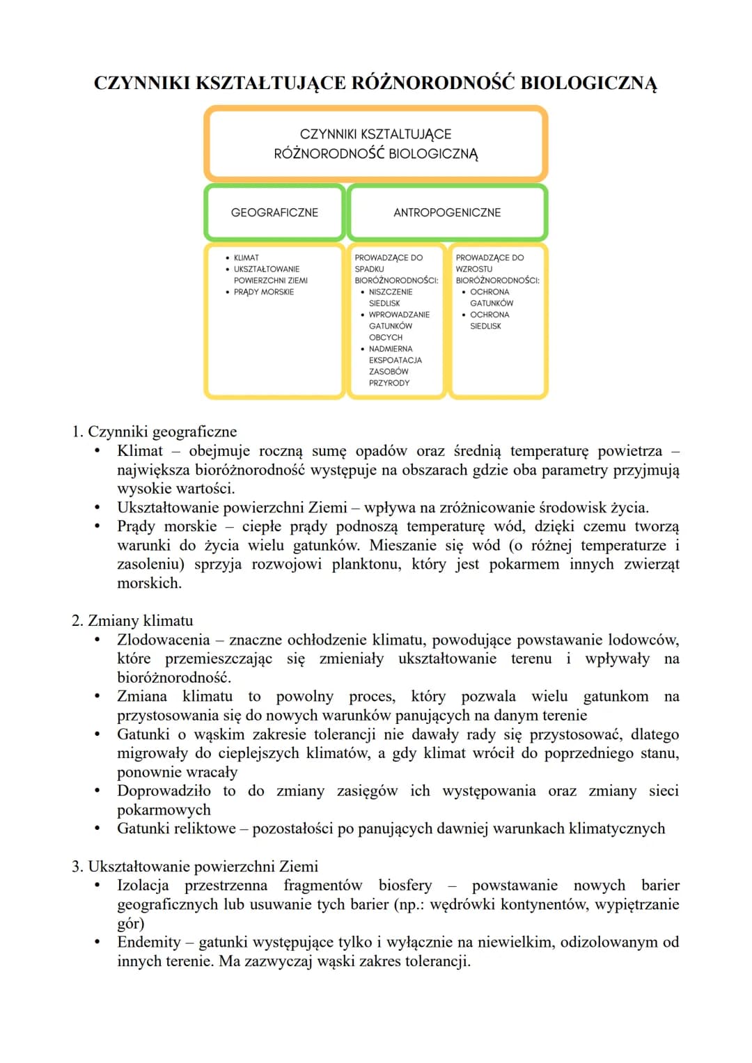 # CZYNNIKI KSZTAŁTUJĄCE RÓŻNORODNOŚĆ BIOLOGICZNĄ
CZYNNIKI KSZTALTUJĄCE
RÓŻNORODNOŚĆ BIOLOGICZNĄ
GEOGRAFICZNE
ANTROPOGENICZNE
* KLIMAT