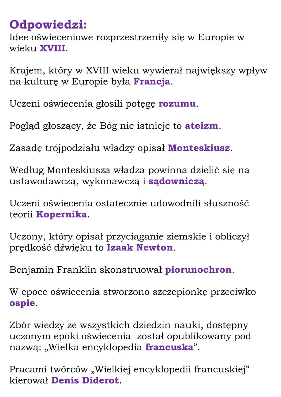 # Oświecenie w Europie –
Test
Idee oświeceniowe rozprzestrzeniły się w Europie w
wieku
XVIII.
XVII.
XIX.
Krajem, który w XVIII wieku wywie