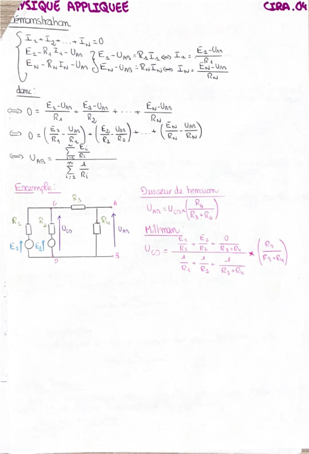 # PHYSIQUE APPLIQUEE
Chapitne n°1 Lois génerales des cirants électriques
I-Ceraut lectriques lineaures
1-Défini hans
→ le couram
CIRA.0