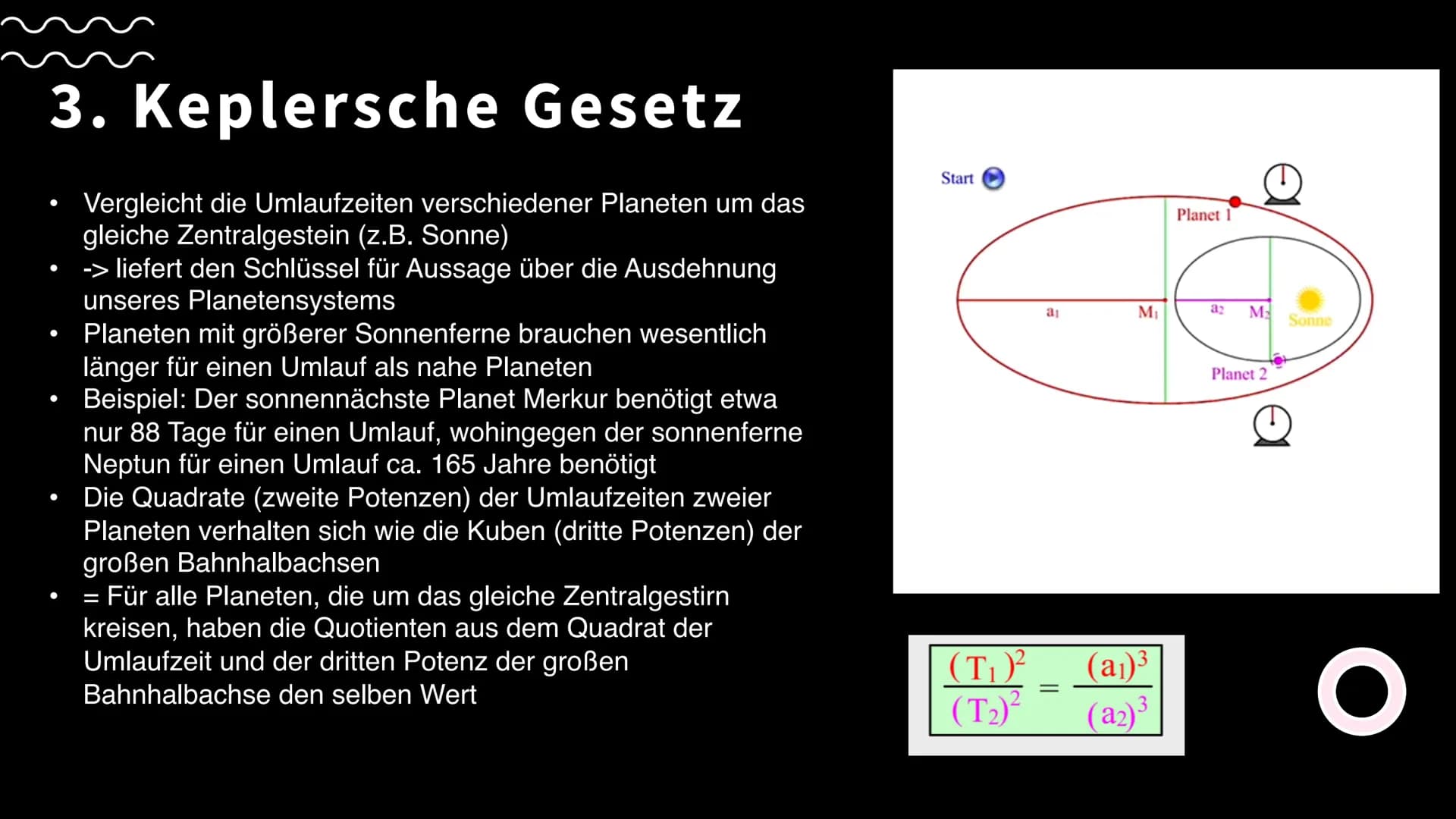# Kepler
Keplerschen Gesetze # Themen
* Biografie
* Einfluss auf die Physik
* Keplerschen Gesetze
* Weltbild
* Quellen
2 # Biog
