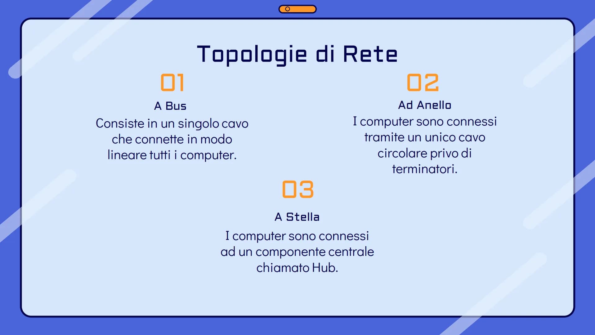 # Le reti
informatiche Che cos'è una rete?
Una rete informatica è un insieme di
computer connessi tra di loro per mezzo di
cavi o antenne c