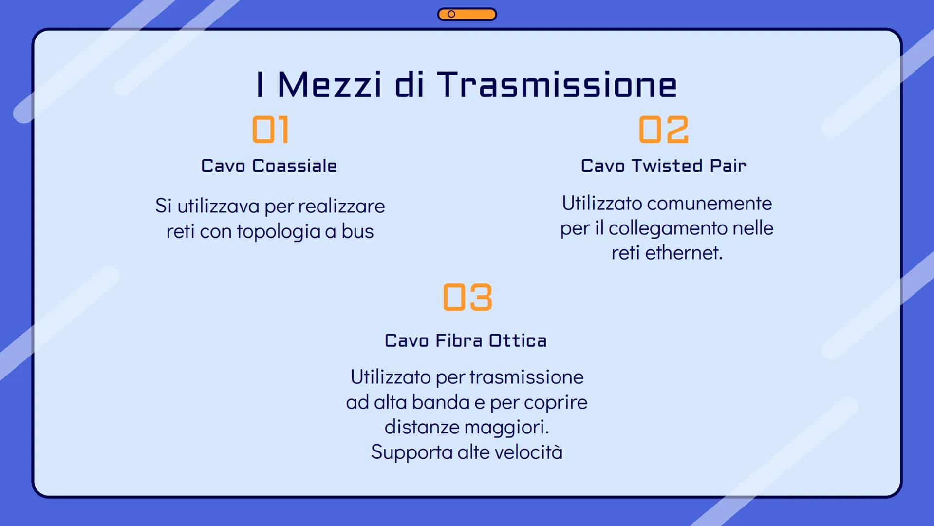 # Le reti
informatiche Che cos'è una rete?
Una rete informatica è un insieme di
computer connessi tra di loro per mezzo di
cavi o antenne c