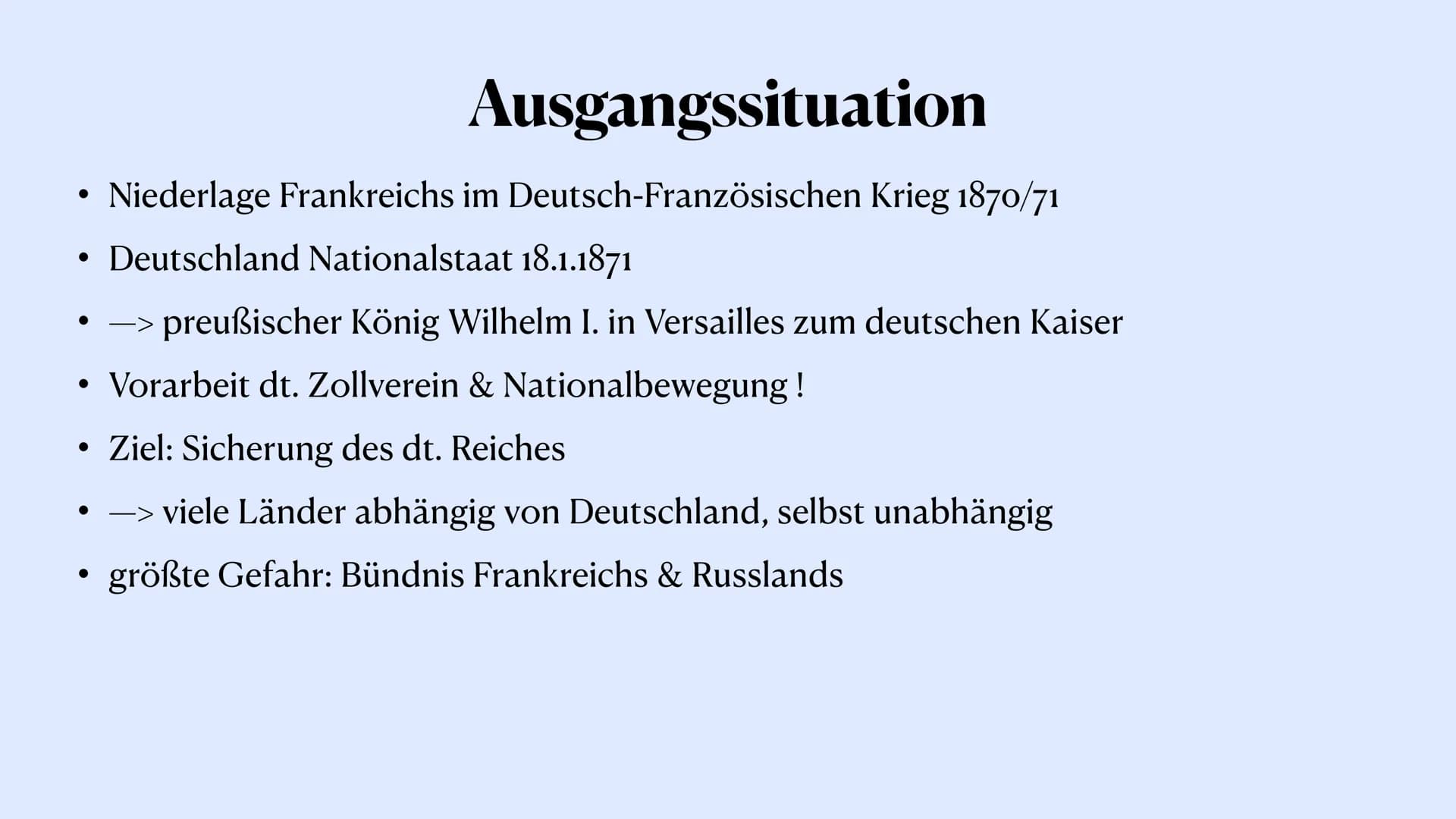 # Bismarcks Bündnissystem
Otto von Bismarck
Malena Trapp, 5.1.22 # Themen
• Ausgangslage
• Außenpolitik Bismarcks
• Rolle des neuen Deu