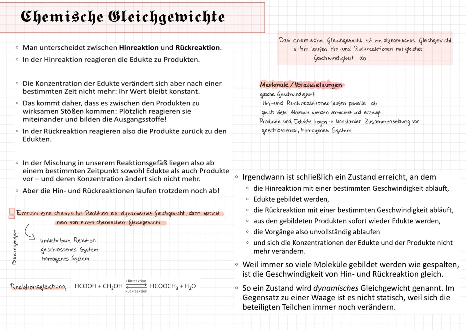 # Chemische Gleichgewichte
• Man unterscheidet zwischen Hinreaktion und Rückreaktion.
• In der Hinreaktion reagieren die Edukte zu Produkte