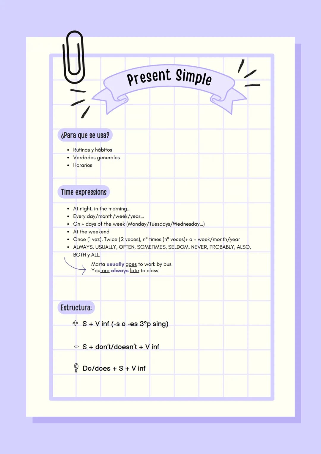 ## THE VERBAL TENSES ÍNDICE
PRESENTE
04 Present Simple
05 Present Continuous
06 Present Perfect Simple
07 Present Perfect Continuous
PASADO