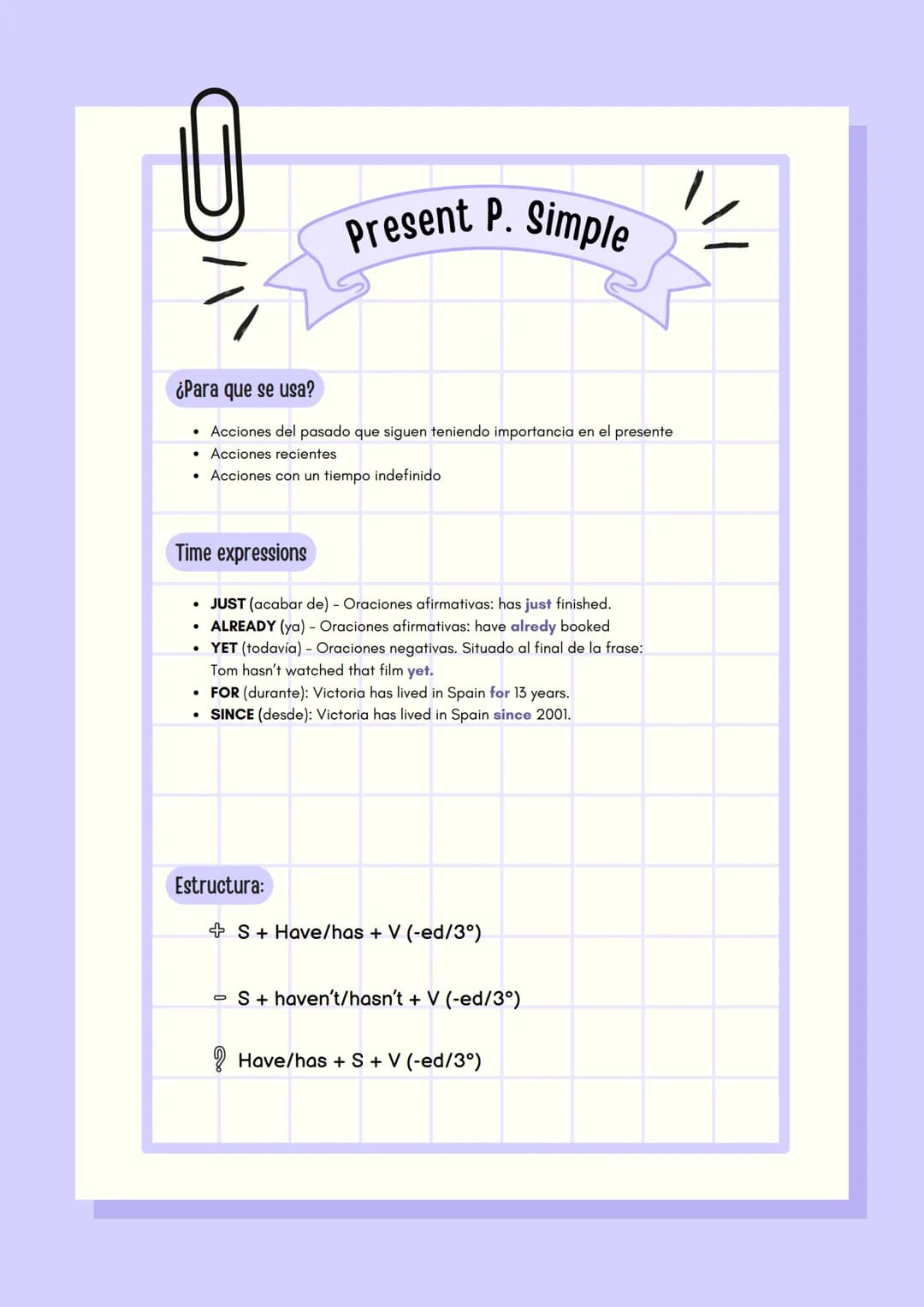 ## THE VERBAL TENSES ÍNDICE
PRESENTE
04 Present Simple
05 Present Continuous
06 Present Perfect Simple
07 Present Perfect Continuous
PASADO