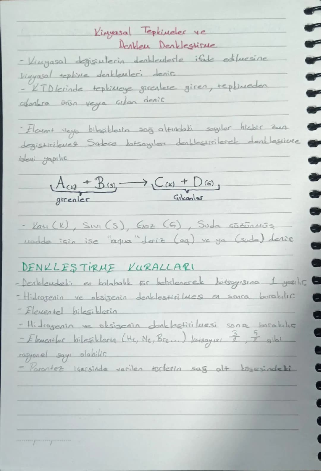 # Kimyasal Tepkimeler ve
Denklen Denklestirme
- Vinyasal değişimlerin denklemlerle ifade edilmesine
Vinyasal tepkime denklemleri denir.
- KT