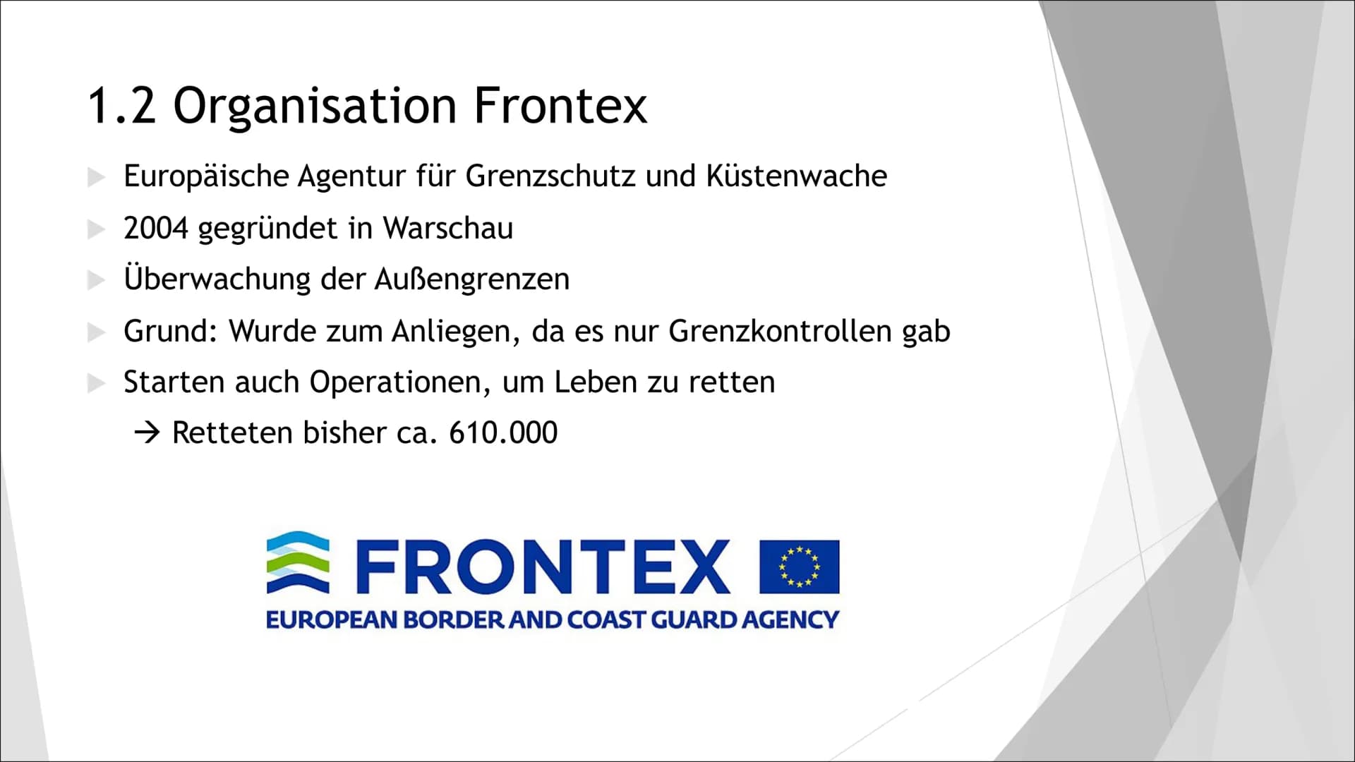 # Migration und
# Integration # Gliederung
1. Was ist Migration
1.1 Die wichtigsten Formen
1.2 Organisation Frontex
1.3 Ansichten anderer L