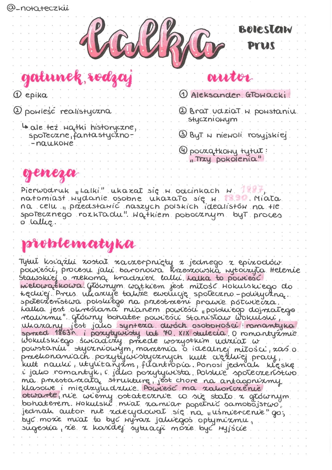 @-notateczkii
# Coolko
## gatunek, rodzaj
① epika
②powieść realistyczna
ها ale też wątki historyczne,
społeczne, fantastyczno-
-паиконе