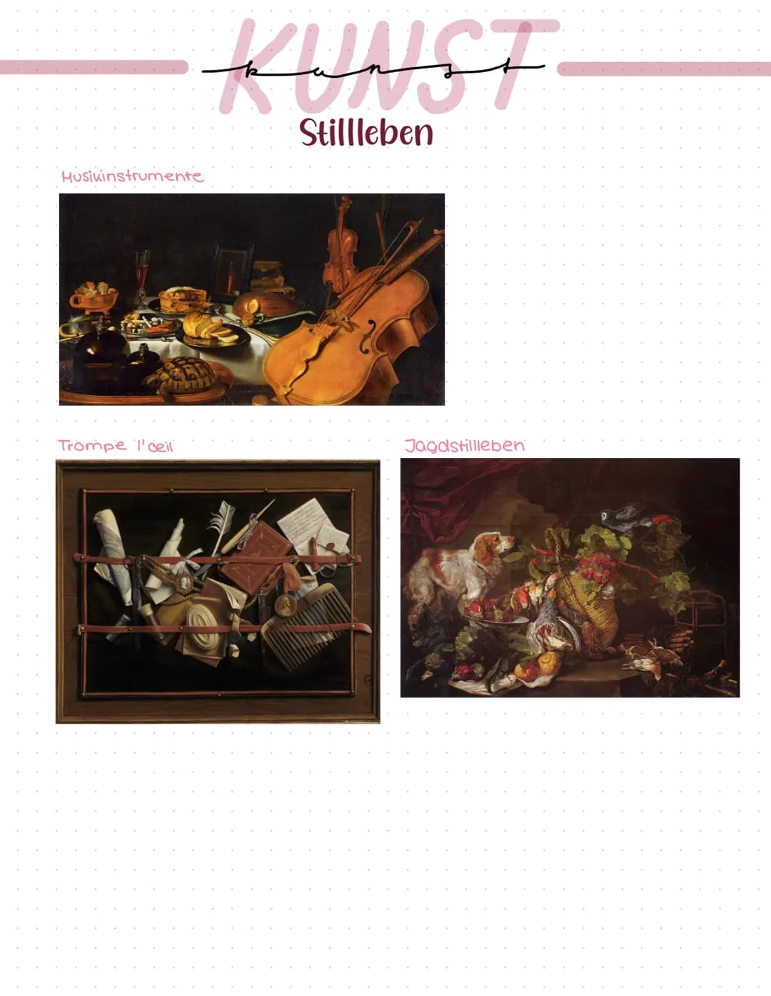 # KUNST
Stillleben
Welche Funktionen hat Kunst?
* aesthetische Funktion
religiós / symbolisch
* politisch / militārisch
re