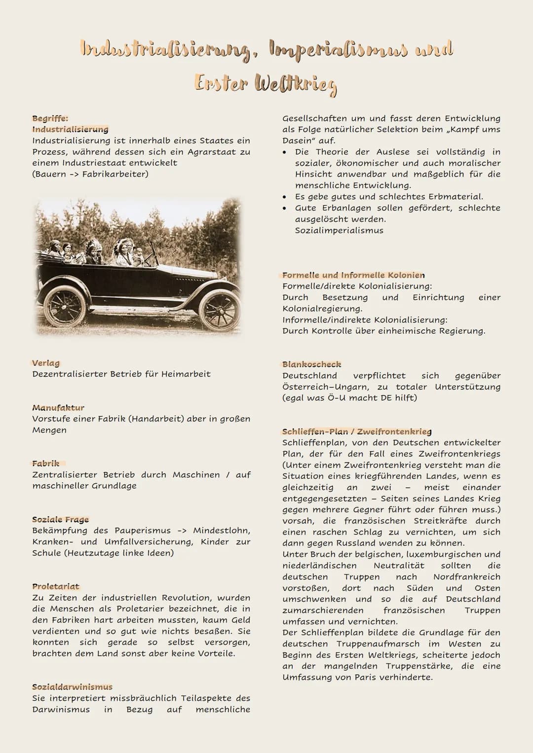# Begriffe:
Industrialisierung, Imperialismus und
Erster Weltkrieg
Industrialisierung
Industrialisierung ist innerhalb eines Staates ein
Pr