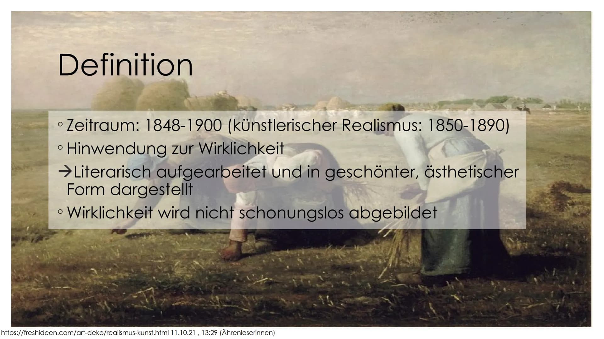 REALISMUS
Courbet
https://de.wikipedia.org/wiki/Realismus_(Kunst) 11.10.21, 13:27 (Steineklopfer) Zitate
Realismus ist die
künstlerische
W