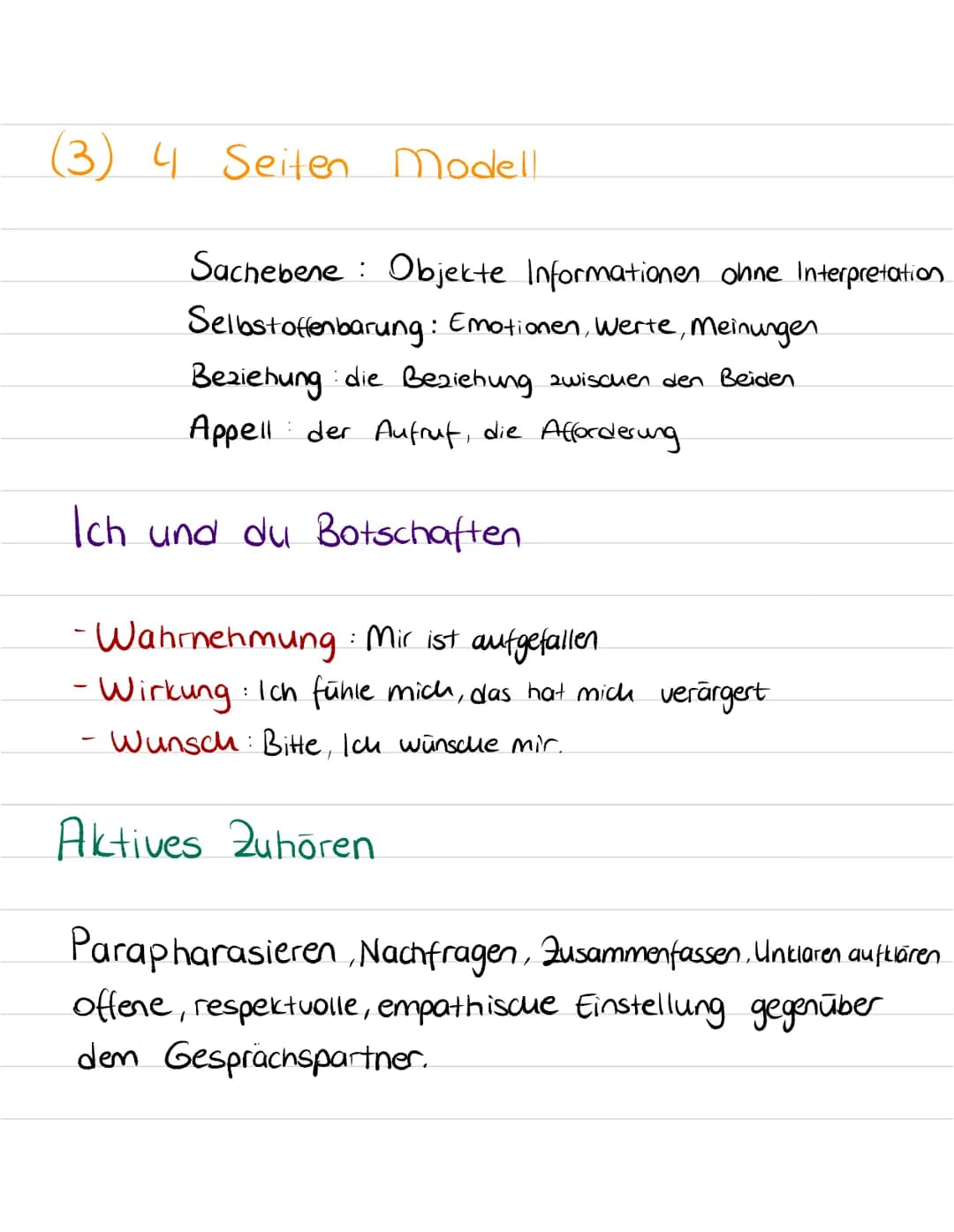 Klassenarbeit Nr. 1
$\\rightarrow$ Arten von Kommunikation
(1) Verbale Kommunikation.
-Mündlich - Schriftlich
(2) Nonverbale Kommunikati