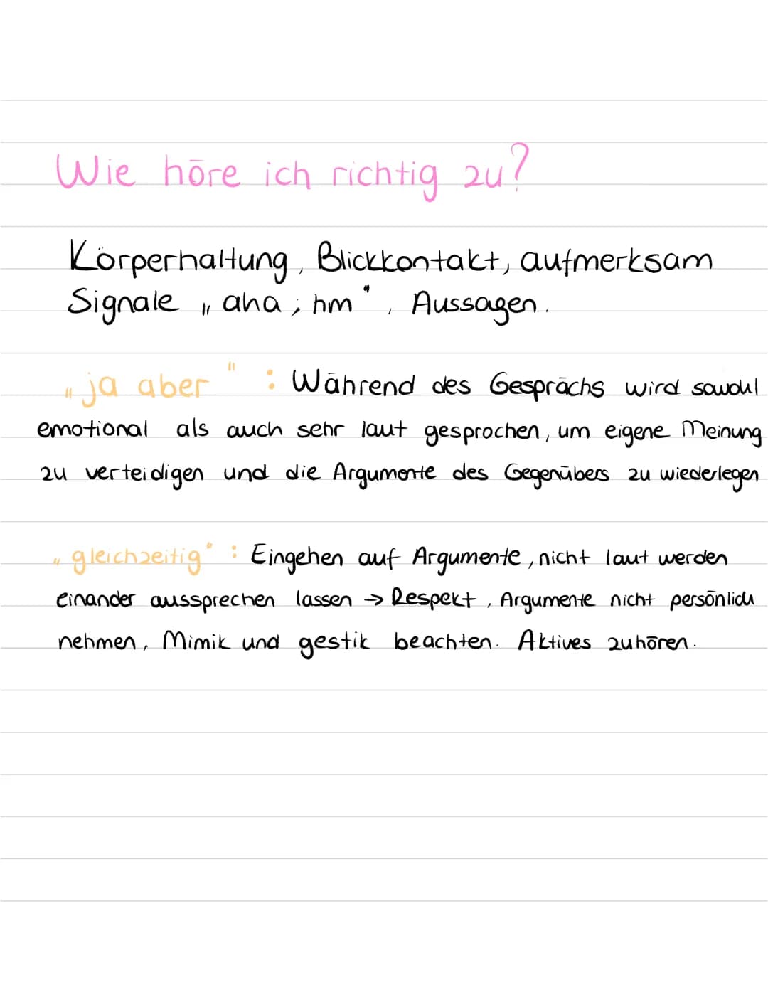 Klassenarbeit Nr. 1
$\\rightarrow$ Arten von Kommunikation
(1) Verbale Kommunikation.
-Mündlich - Schriftlich
(2) Nonverbale Kommunikati