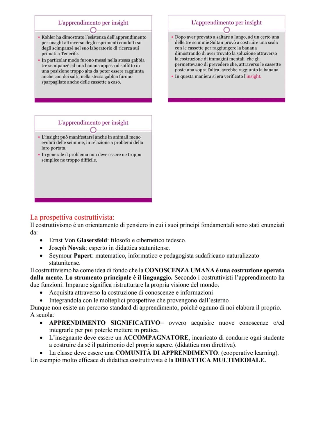 # L'APPRENDIMENTO
Definizione:
L'apprendimento è una modifica del nostro comportamento, basato sull'esperienza:
- Non implica sempre un ins