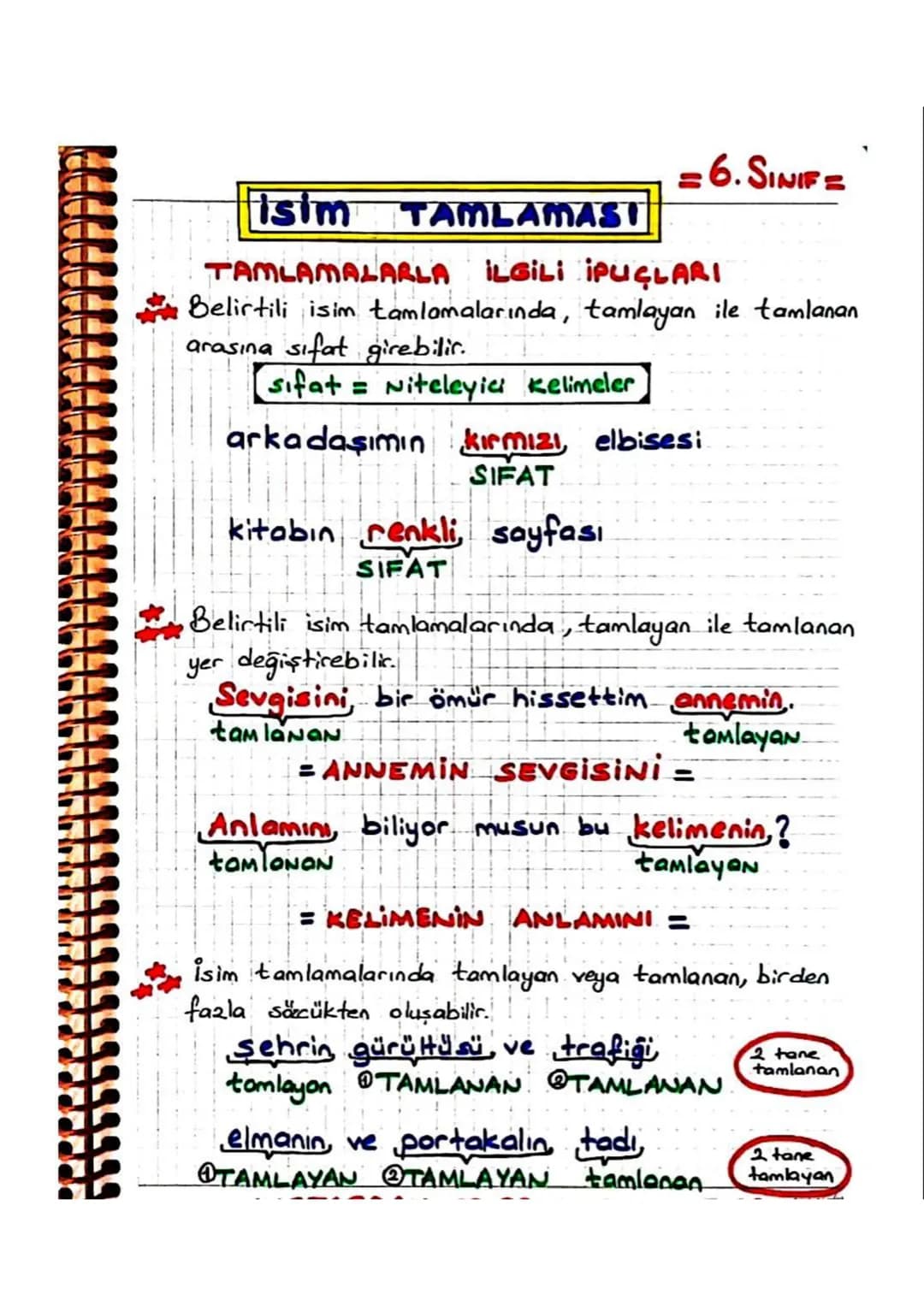 =6.SINIF =
İsim TAMLAMASI
En az iki ismin anlamca tamamlanmasıyla oluşan
sda grubuna, isim TAMLAMASI denir.
BELİRTİLİ
SIM
TAMLAMASI
a
