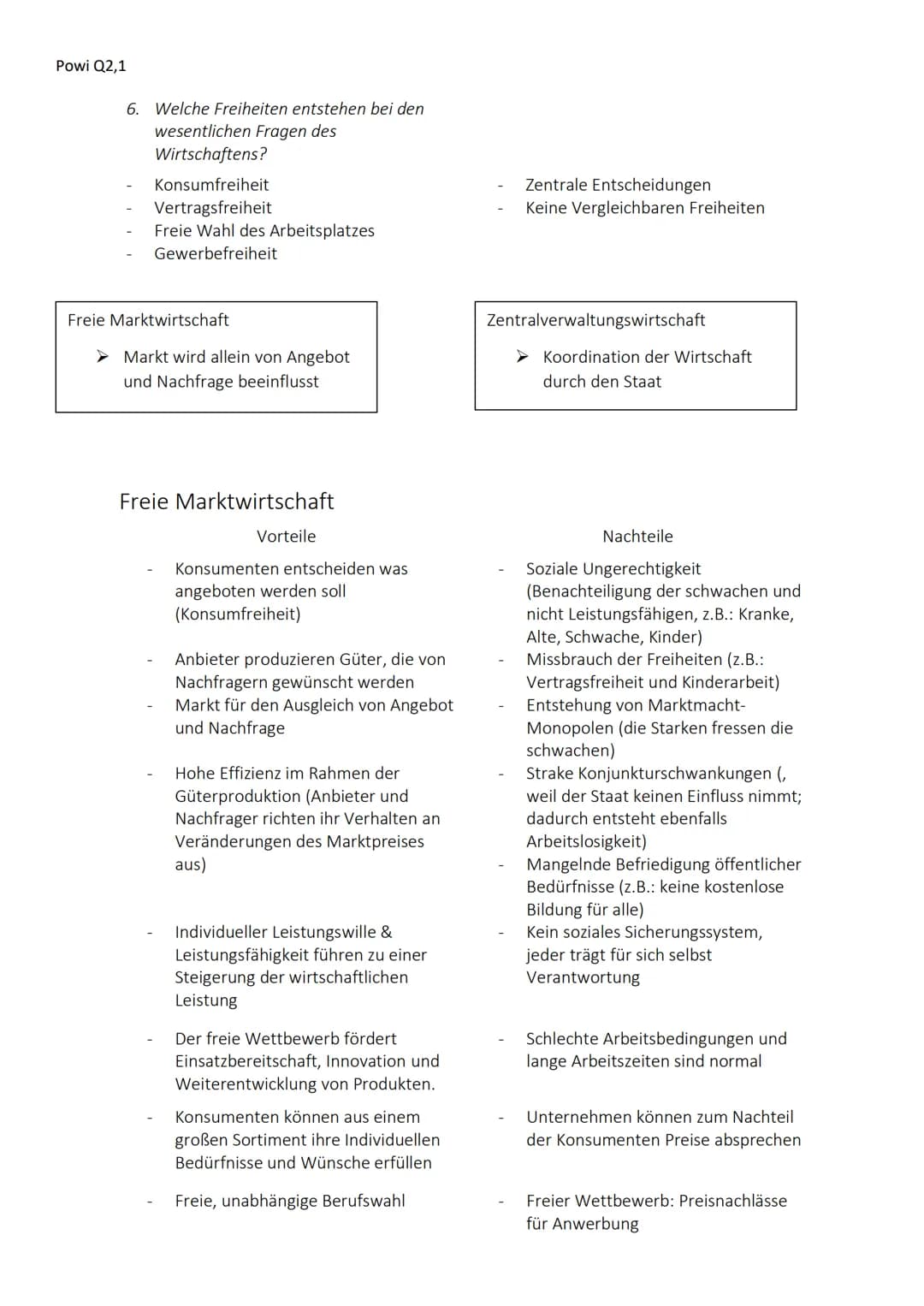 Powi Q2,1
Wirtschaftsordnungen
- Umfasst alle (Rechts-)Normen und Institutionen, die das wirtschaftliche Geschehen in einer
Volkswirtschaf
