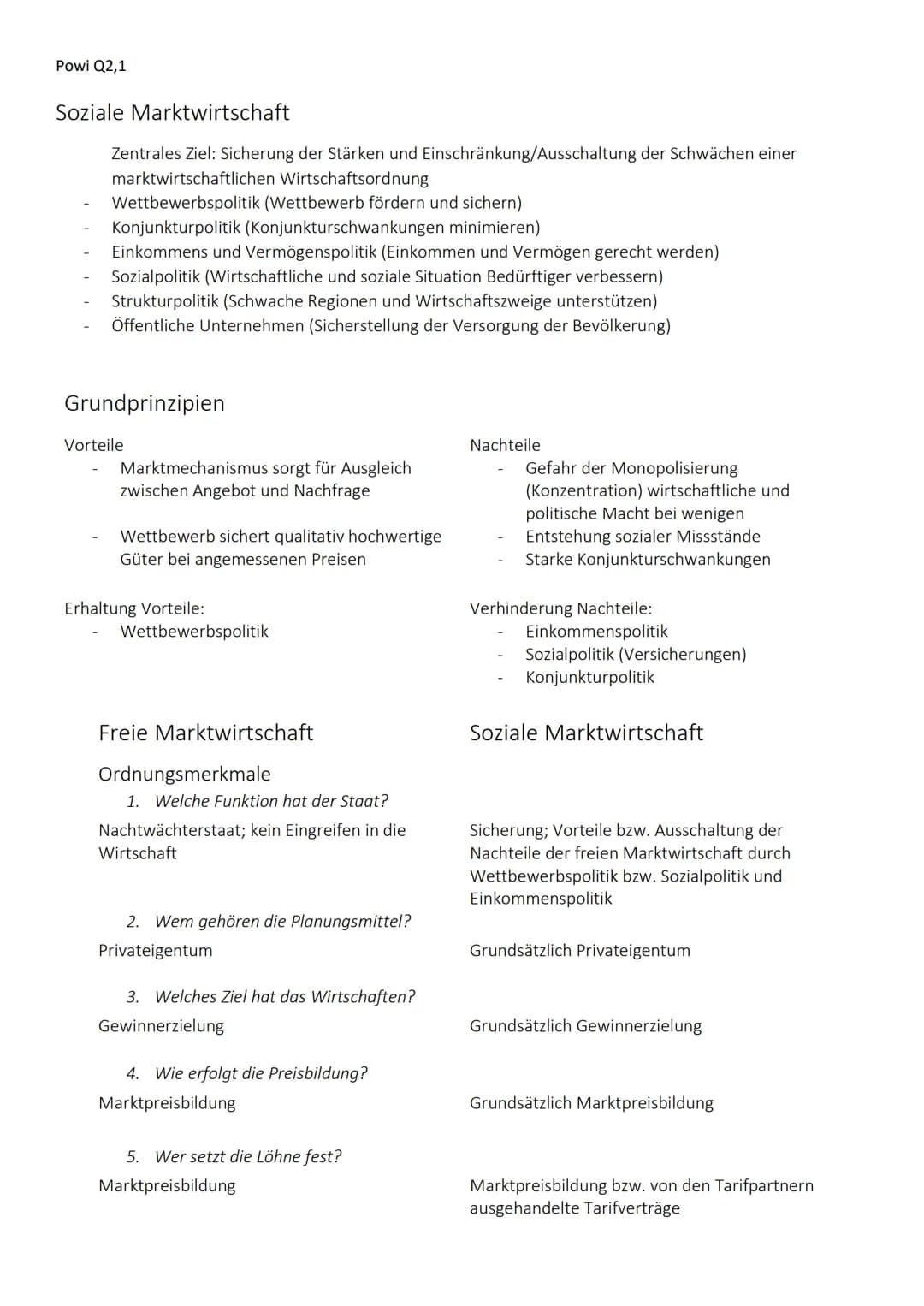 Powi Q2,1
Wirtschaftsordnungen
- Umfasst alle (Rechts-)Normen und Institutionen, die das wirtschaftliche Geschehen in einer
Volkswirtschaf