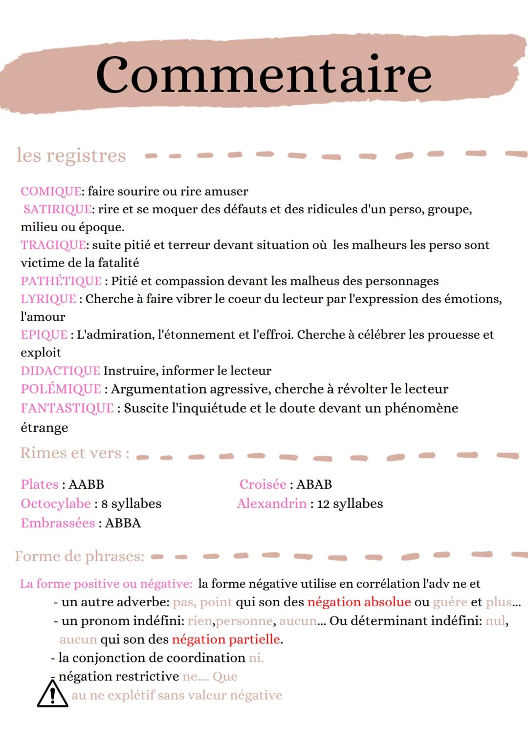 # Commentaire
les registres
COMIQUE: faire sourire ou rire amuser
SATIRIQUE: rire et se moquer des défauts et des ridicules d'un perso, g