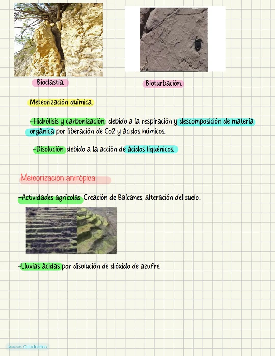 # Procesos geológicos externos
2.LA METEORIZACIÓN
La meteorización es la alteración o descomposición que experimentan las rocas cerca de
l