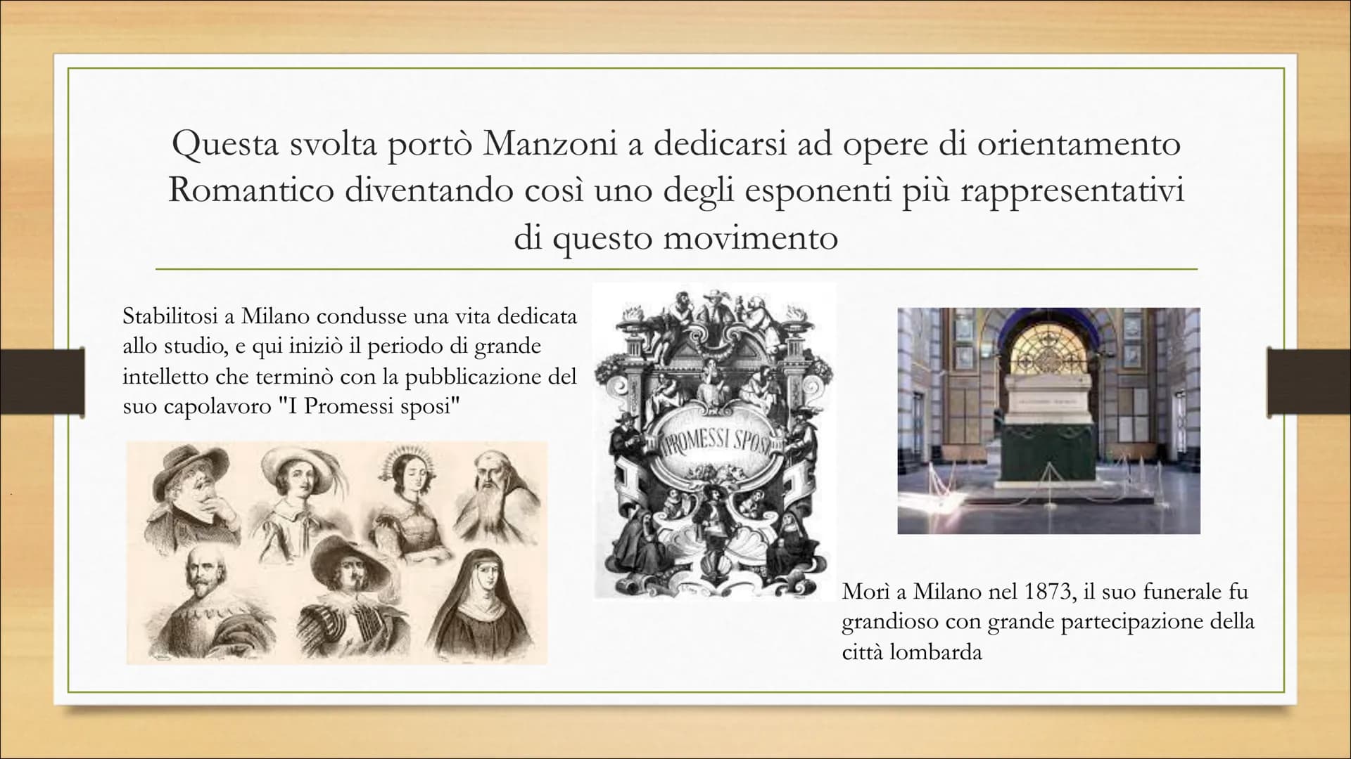 # IL ROMANTICISMO
Sapienza Anna Chiara 3B 2021/2022 Alessandro Manzoni
Manzoni nacque a Milano
nel 1785.
I suoi genitori erano
Conte Piet