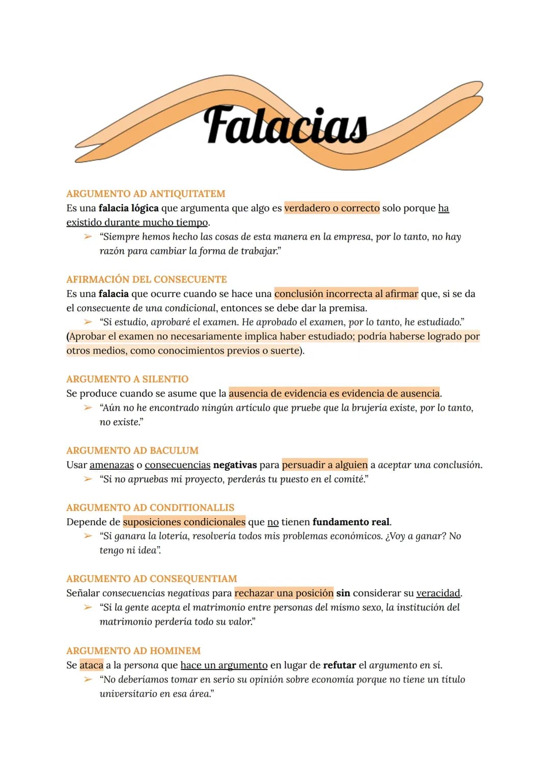 # Falacias
ARGUMENTO AD ANTIQUITATEM
Es una falacia lógica que argumenta que algo es verdadero o correcto solo porque ha
existido durante m